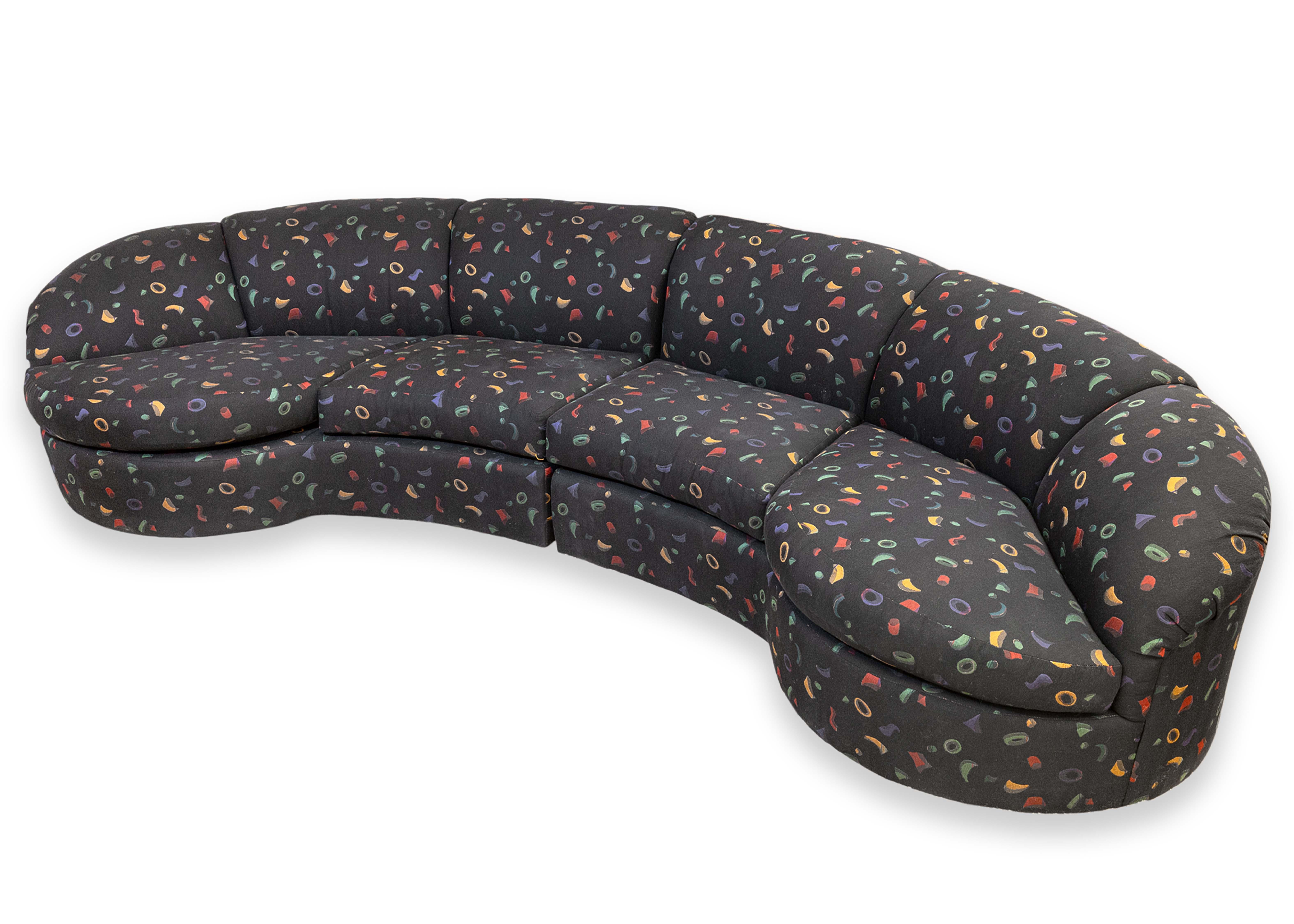 John Mascheroni Swaim Noir Multicolore Tissu Modern Sectional 2 pc Sofa 1980 en vente 7