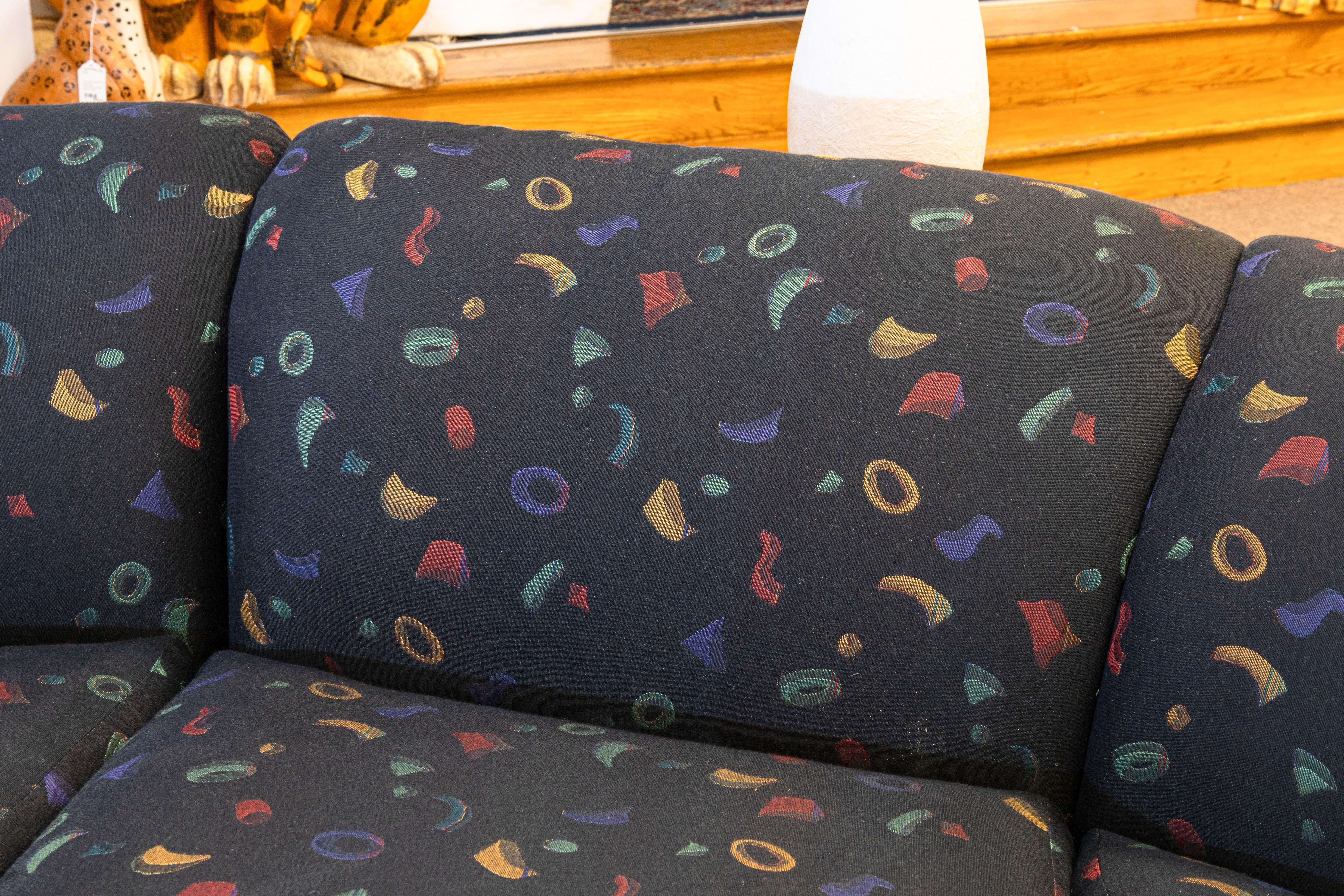 John Mascheroni Swaim Noir Multicolore Tissu Modern Sectional 2 pc Sofa 1980 en vente 1