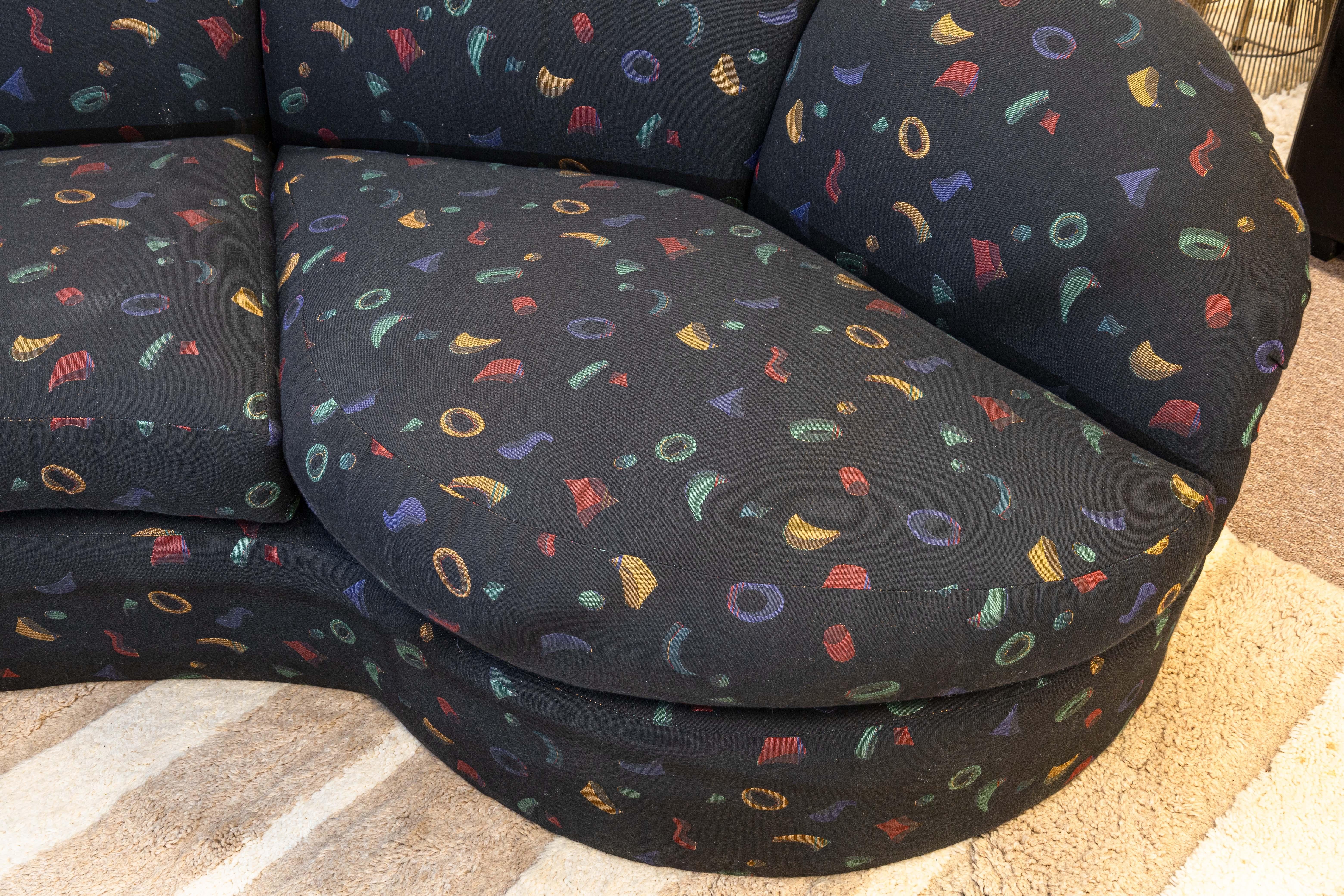 John Mascheroni Swaim Noir Multicolore Tissu Modern Sectional 2 pc Sofa 1980 en vente 3