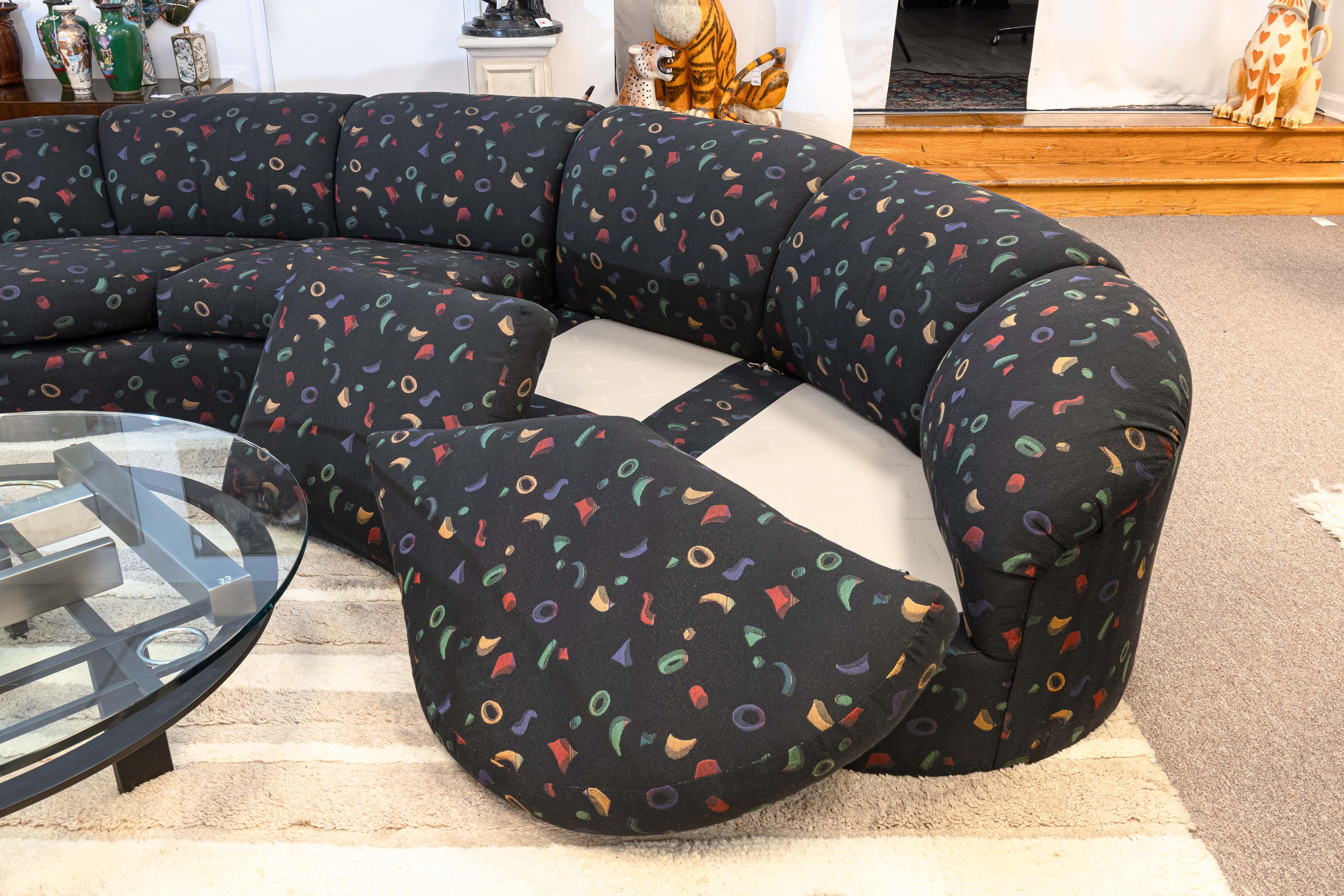 John Mascheroni Swaim Noir Multicolore Tissu Modern Sectional 2 pc Sofa 1980 en vente 4