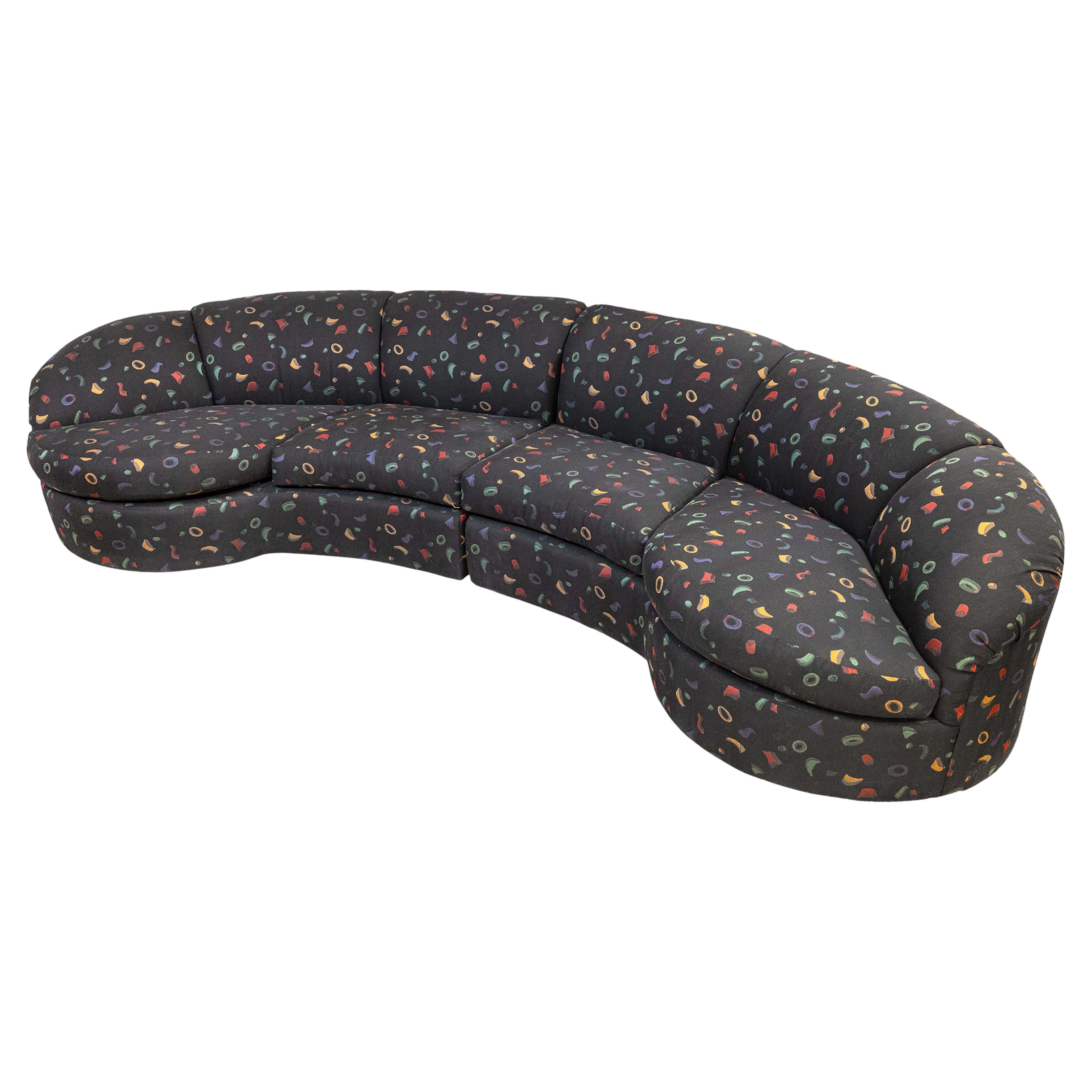 John Mascheroni Swaim Black Multicolor Fabric Modern Sectional 2 pc Sofa 1980