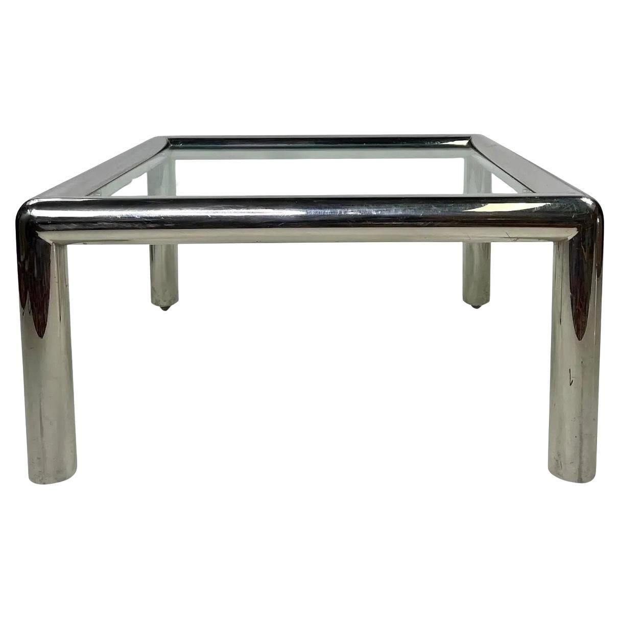 John Mascheroni "Tubo" Couchtisch aus Aluminium und Glas
