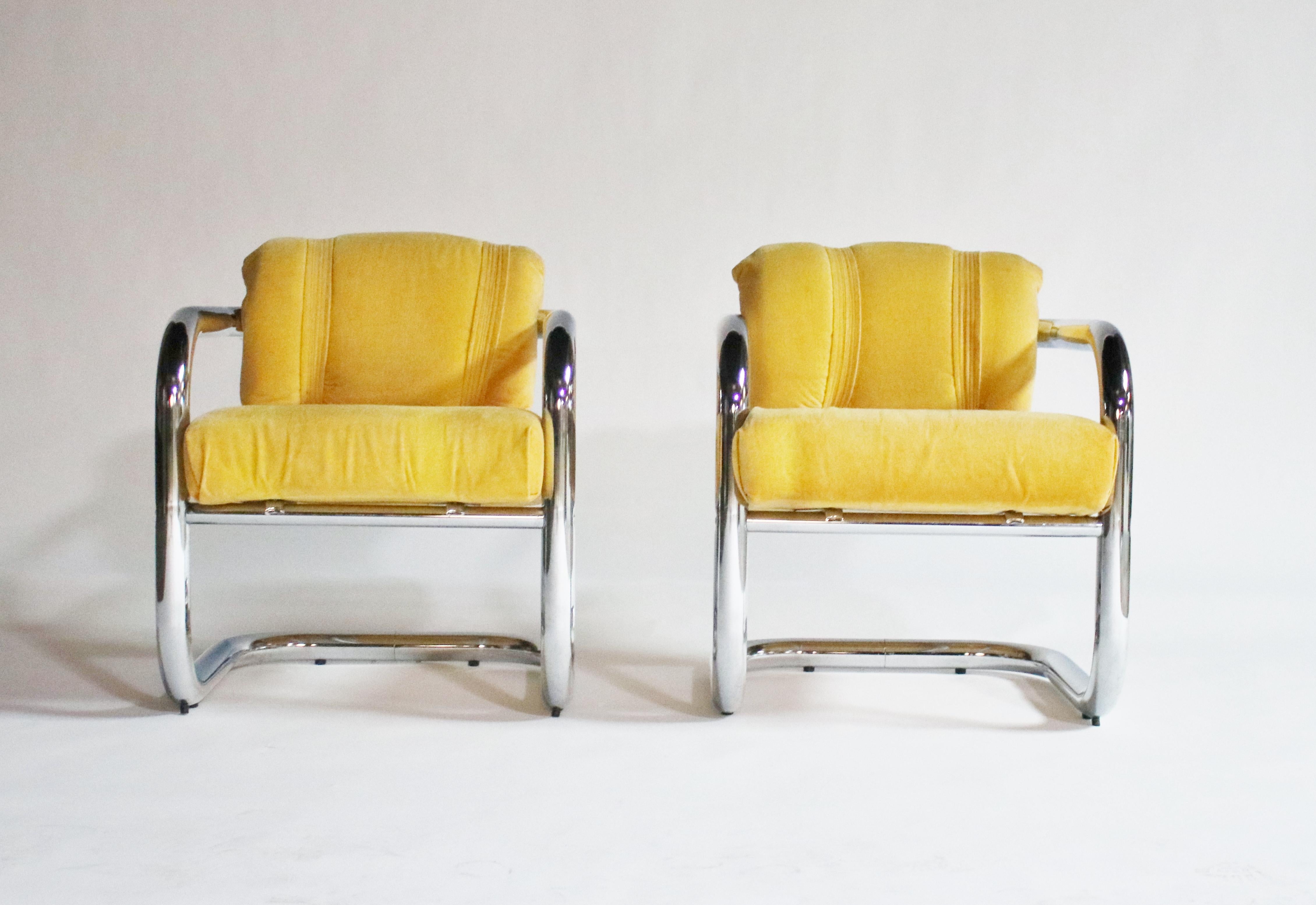 Mid-Century Modern John Mascheroni Tubular Chrome Chairs