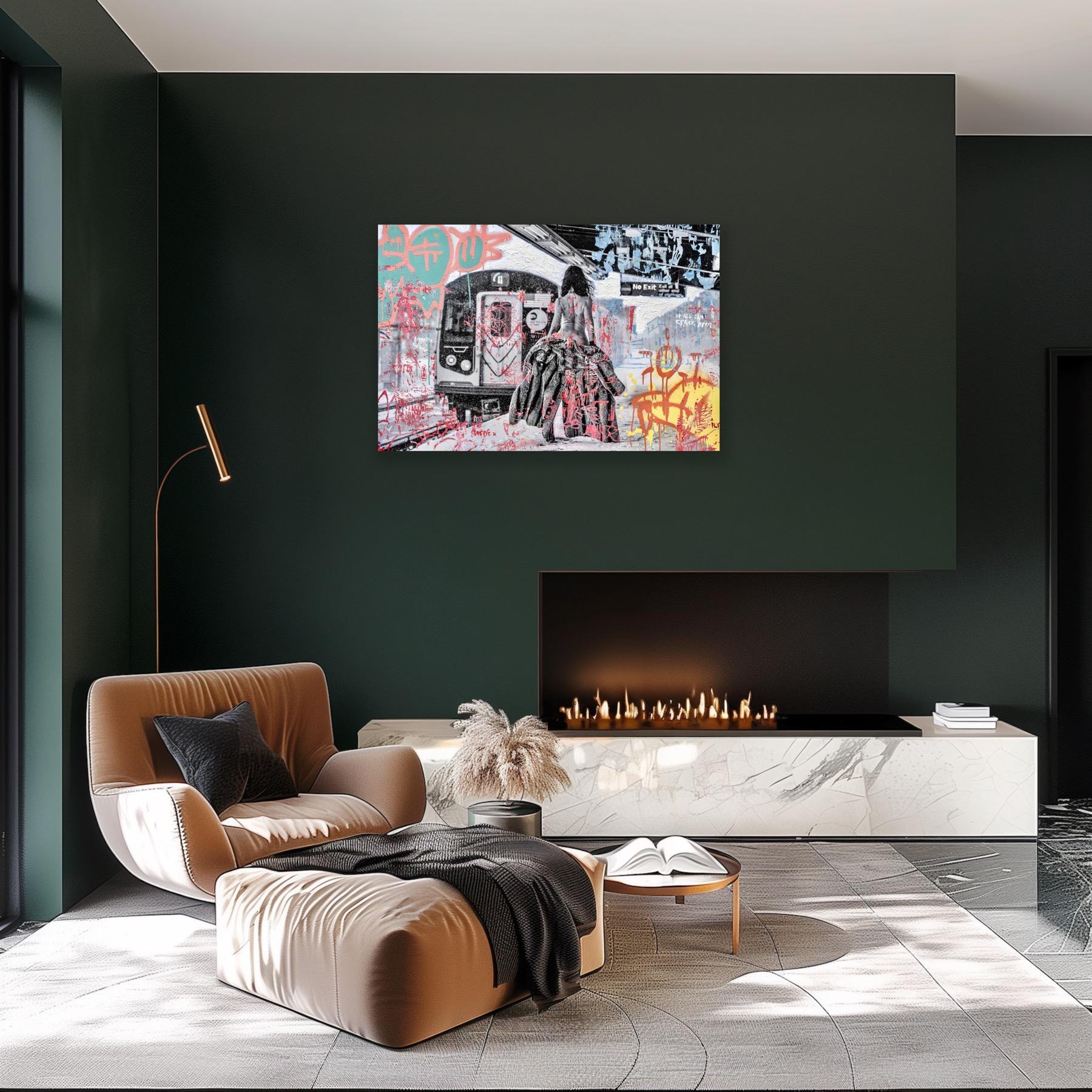 Das Kunstwerk ist eine Collaboration zwischen dem Fotografen John Mazlish und dem Maler John-Herbert Wright. 