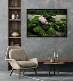 "Body Rocks 1, Color"- Moody Nude Photo Shot in the Rain on a Beach