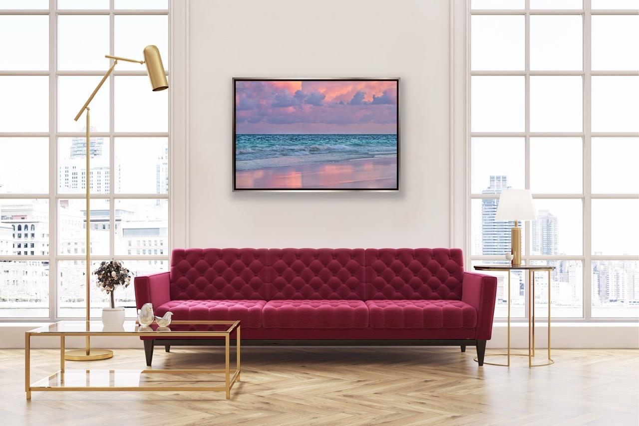 « Tranquility mexicaine » - Bureau coloré et paisible sur l'océan, Tulum, Mexique en vente 2