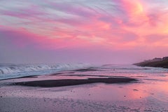 "Pink Surf 2"- Colorful Photo Shot on the Beach in Early Autumn Dusk 
