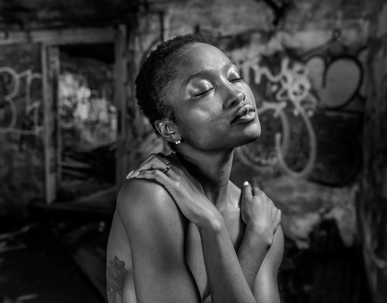 "Self Love"- Peaceful Black & White Photo Portrait