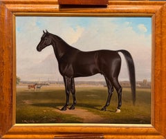 Portrait of Dark Horse, Oil on Canvas, Mid-19th Century, Framed