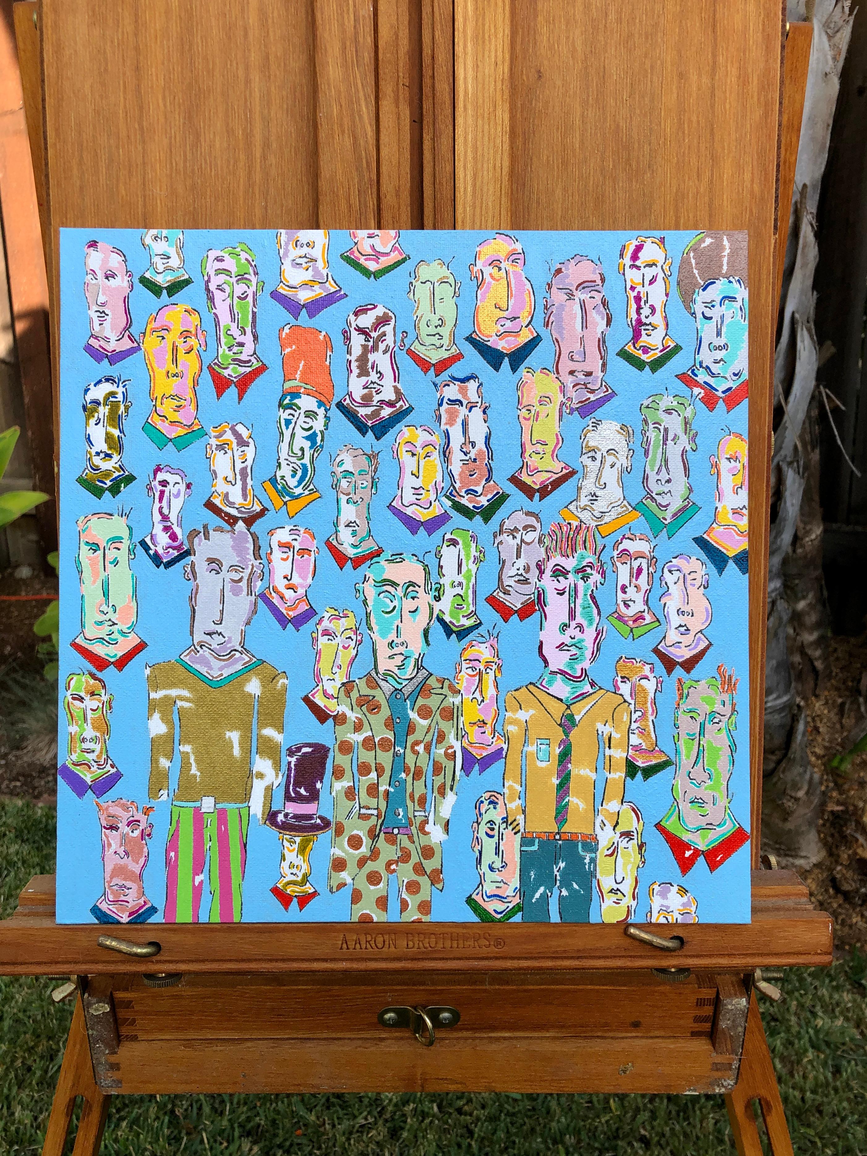 Tutti gli abitanti di Kin, Pittura originale - Painting Pop Art di John McCabe