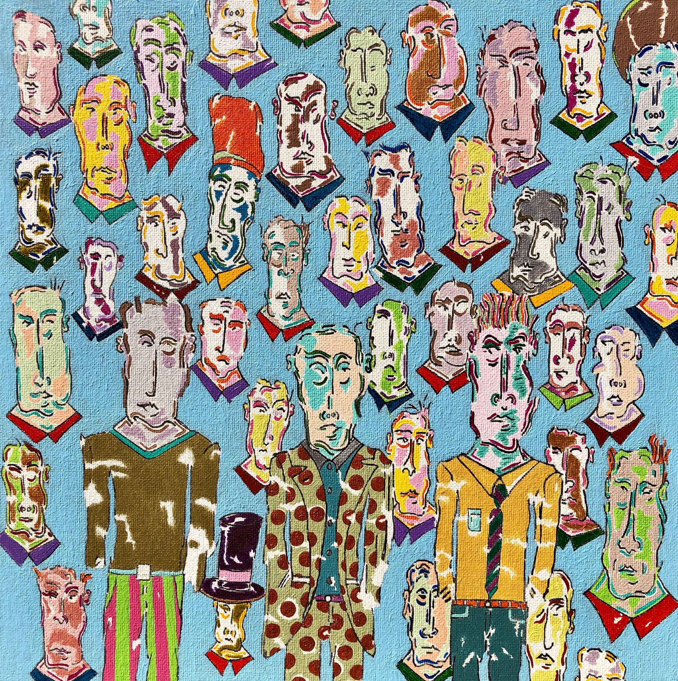 Figurative Painting di John McCabe - Tutti gli abitanti di Kin, Pittura originale