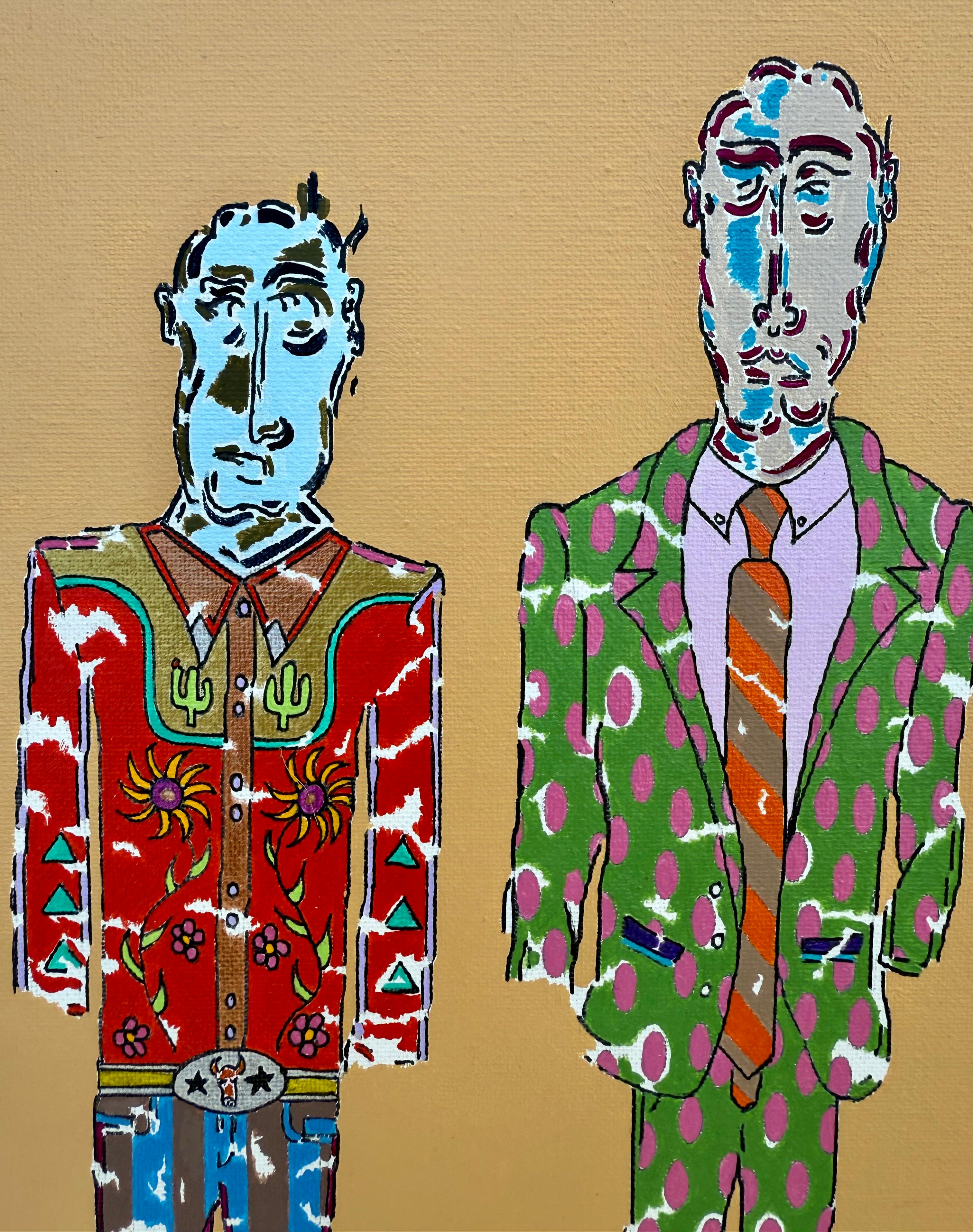 Electrical Audio Trio, Originalgemälde (Braun), Portrait Painting, von John McCabe