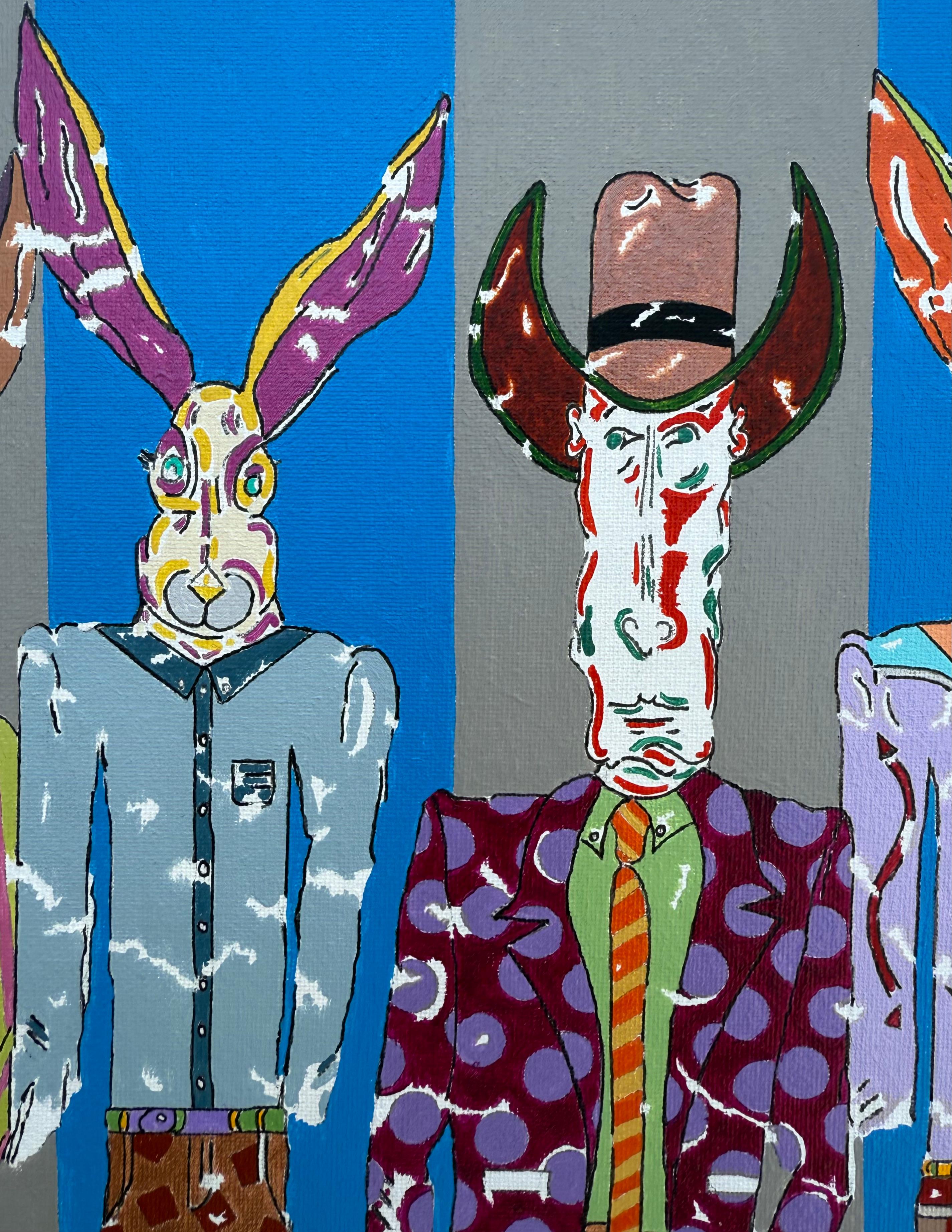 Hat & Hare, Original Painting im Angebot 1