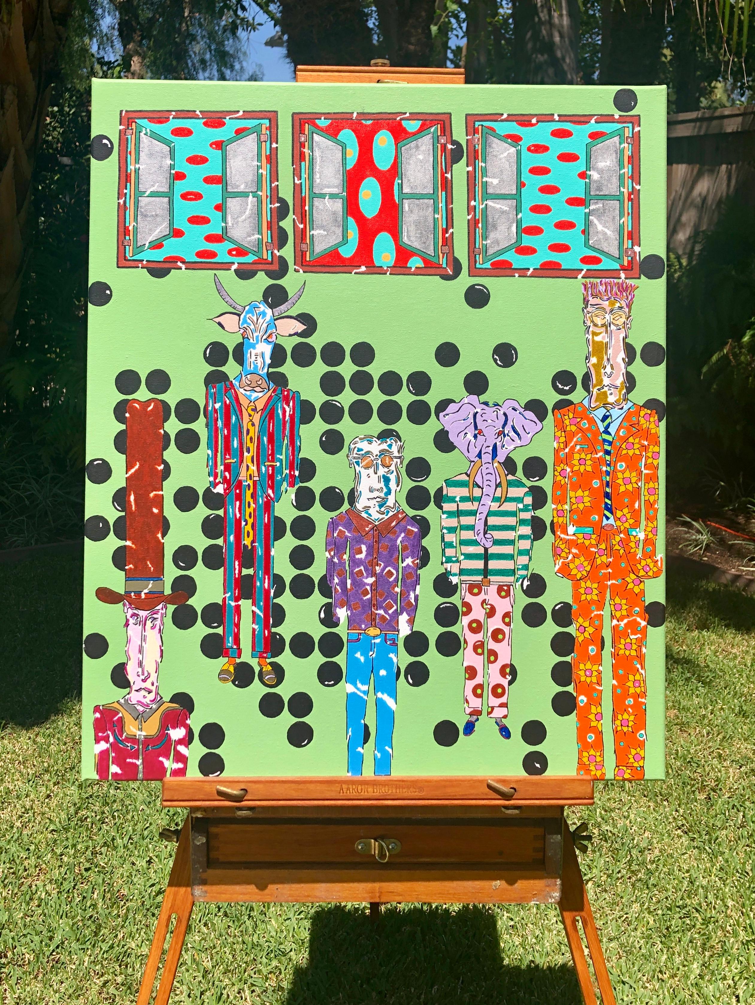 Davanti alla finestra, dipinto originale - Painting Pop Art di John McCabe