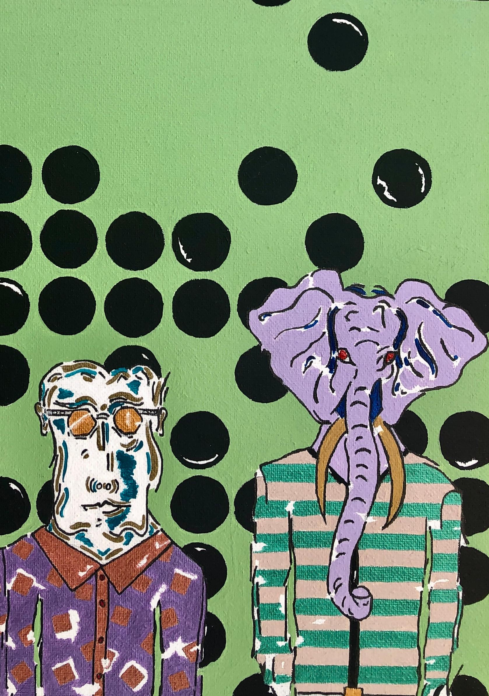 Davanti alla finestra, dipinto originale - Animal Painting Grigio di John McCabe