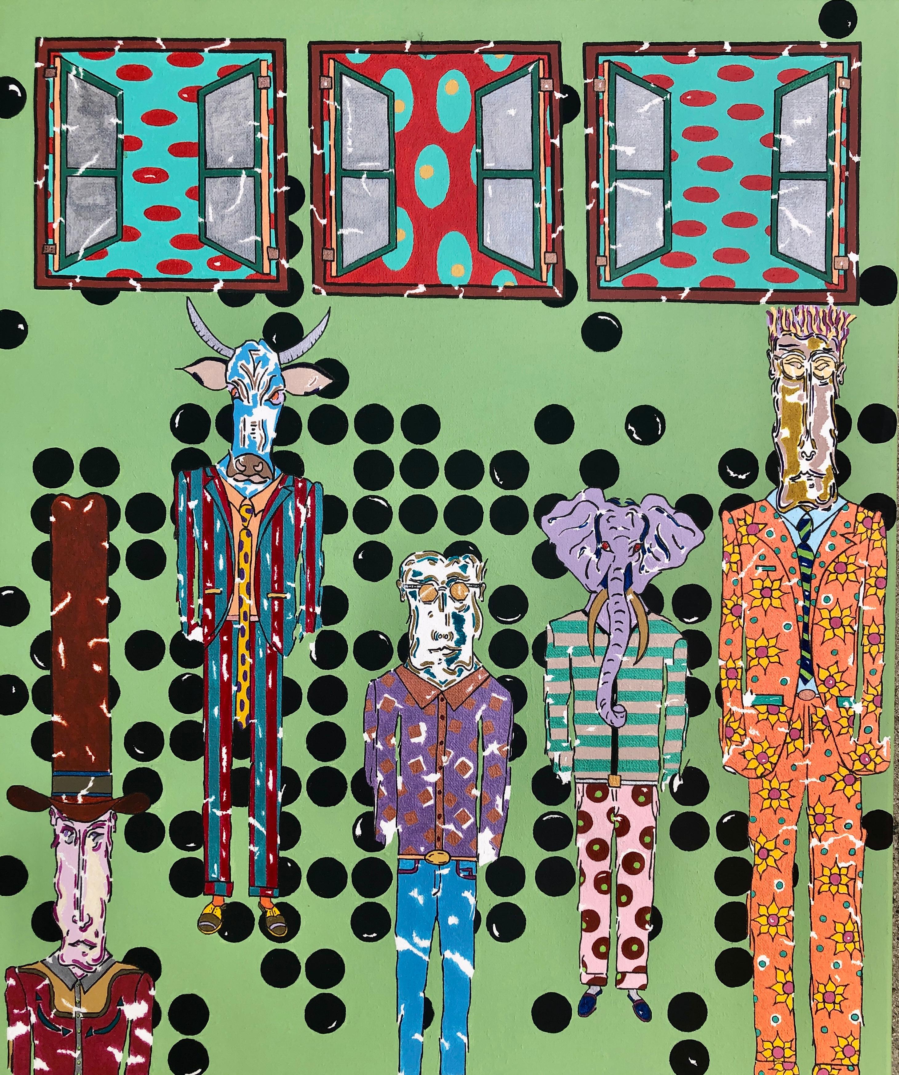 Animal Painting di John McCabe - Davanti alla finestra, dipinto originale