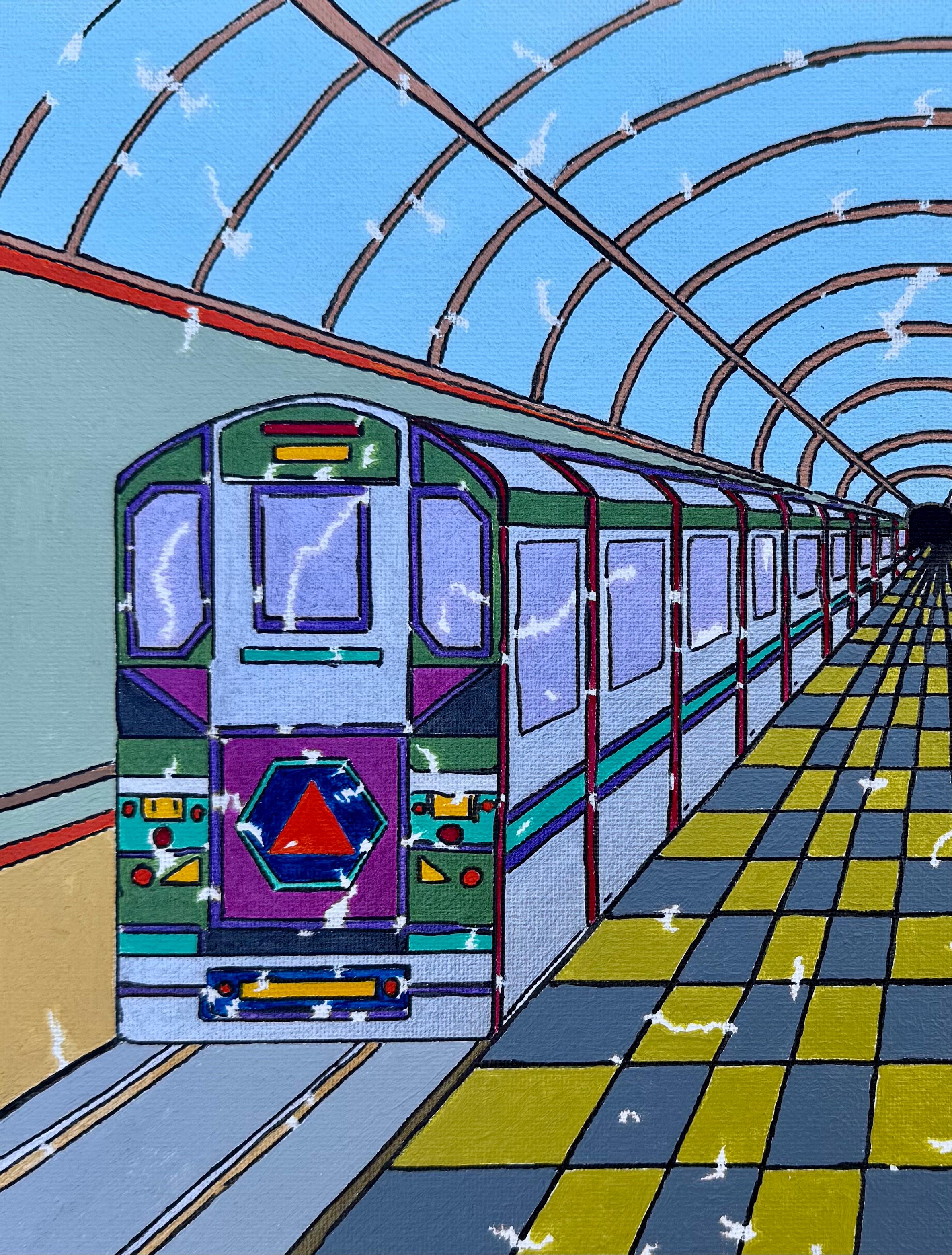 Maubert Mutualite, Originalgemälde (Grau), Interior Painting, von John McCabe