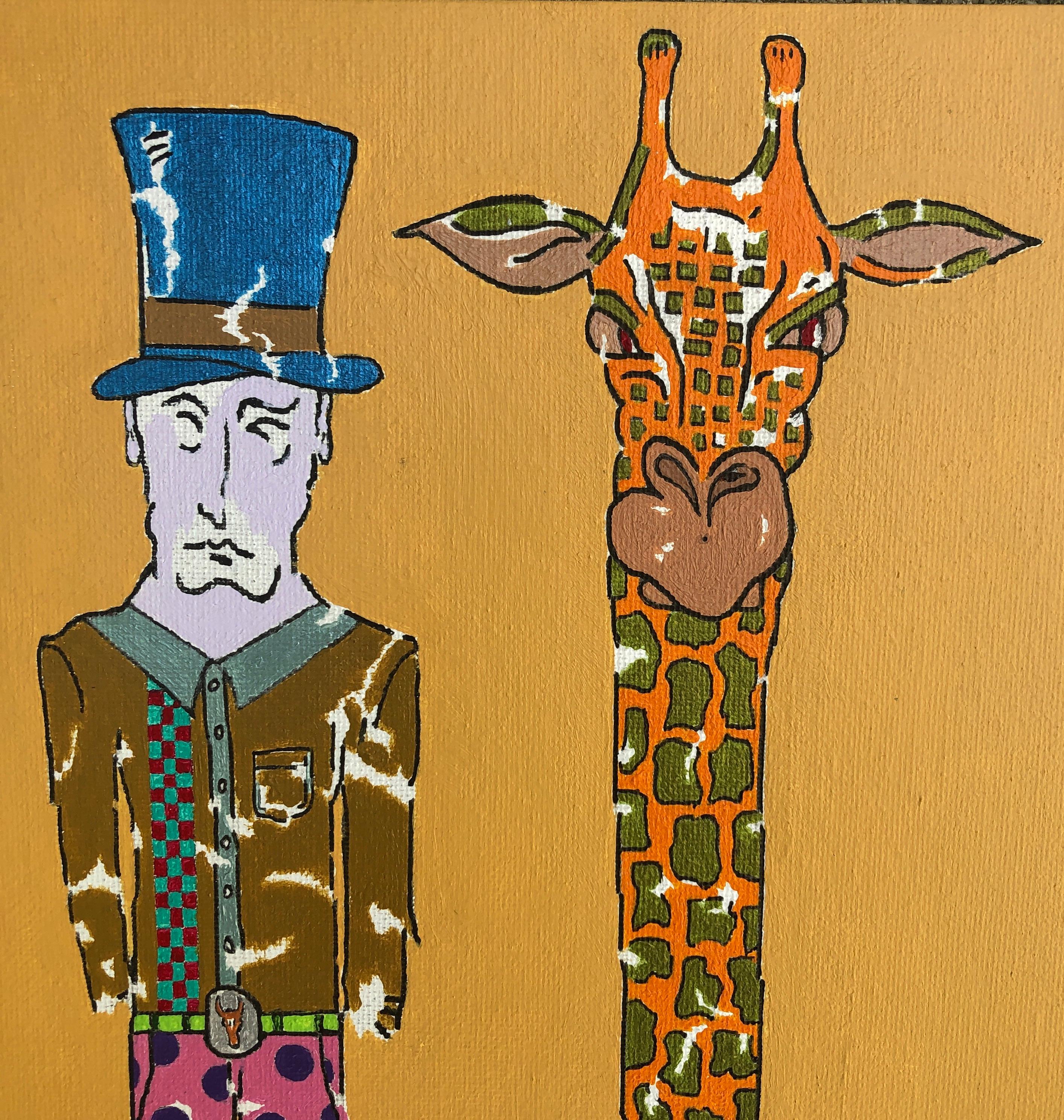 Jirafa naranja, Pintura original - Figurative Painting Naranja de John McCabe