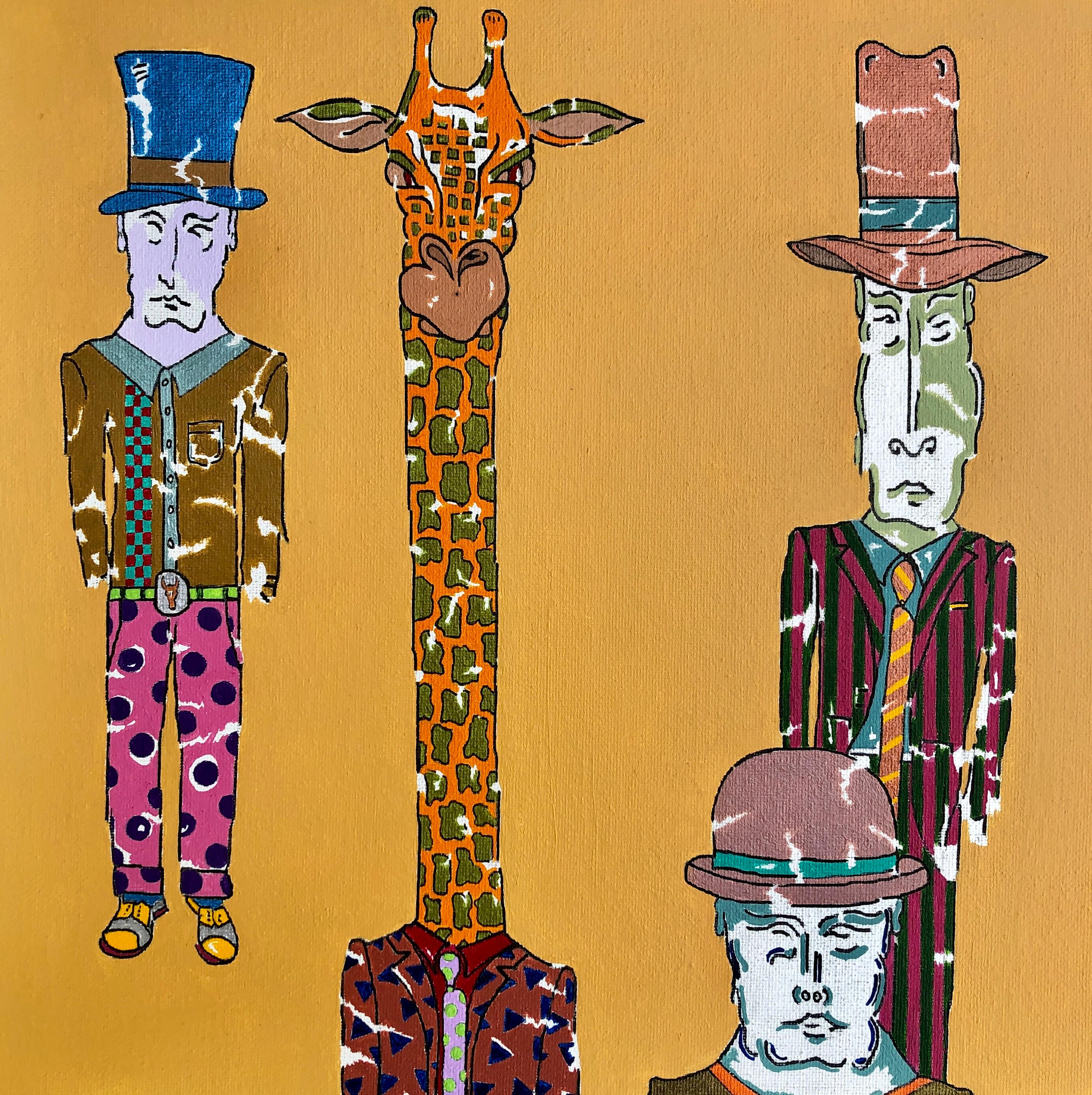 Figurative Painting de John McCabe - Jirafa naranja, Pintura original