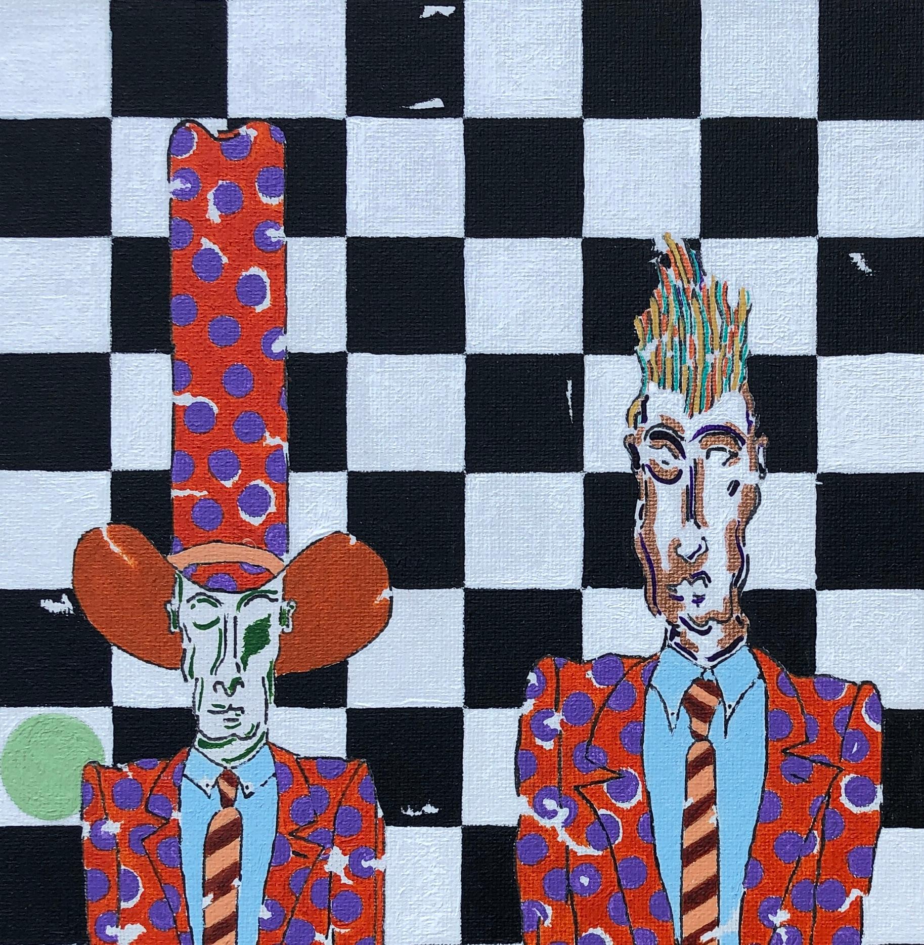 Cena di prova, Pittura originale - Figurative Painting Grigio di John McCabe