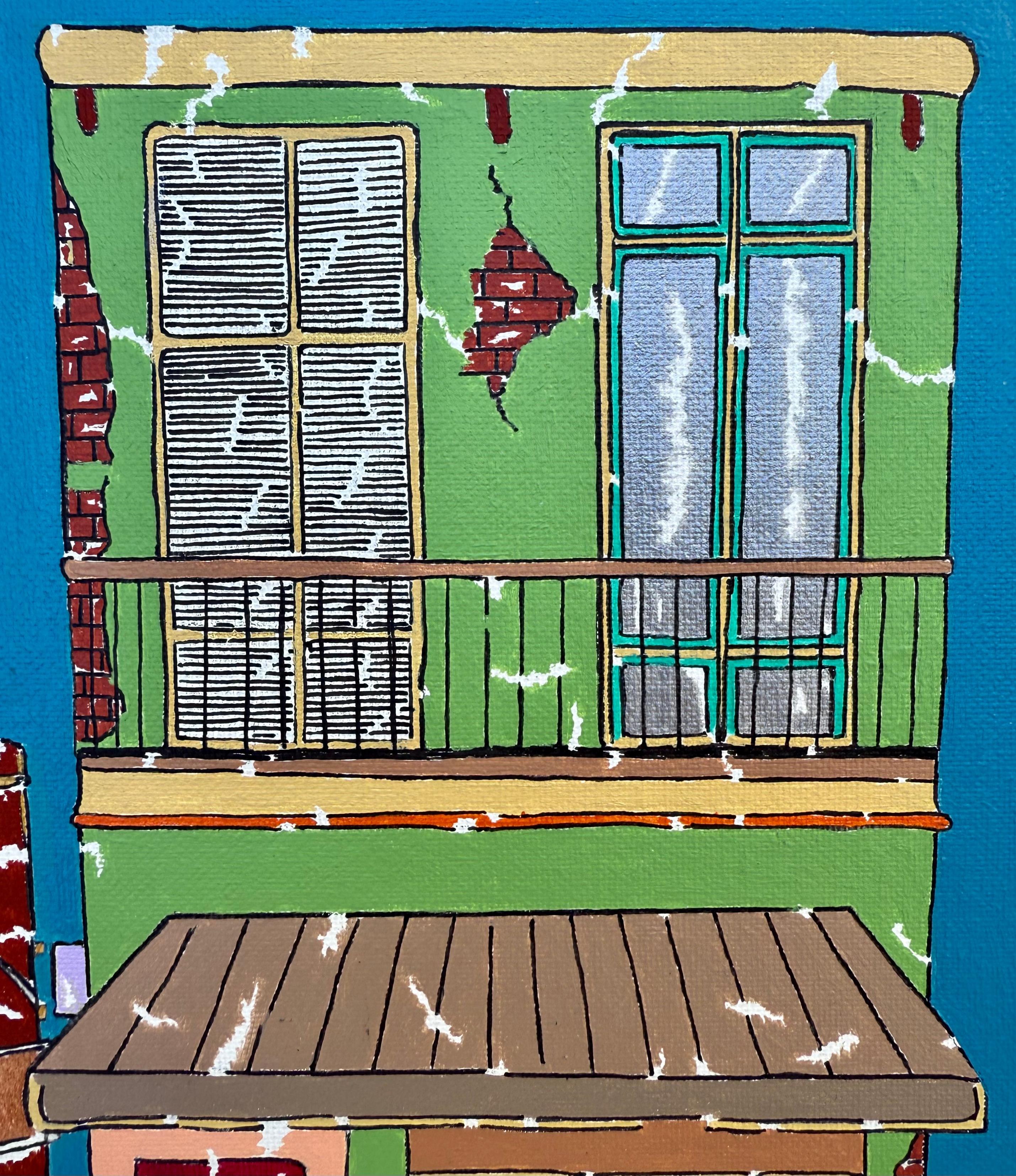 Wazoo Records, Original-Gemälde (Blau), Interior Painting, von John McCabe