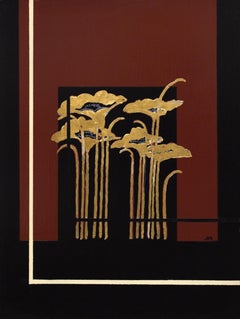 "Jardín Art Decó" (2023) de John McCaw, pintura expresionista en técnica mixta