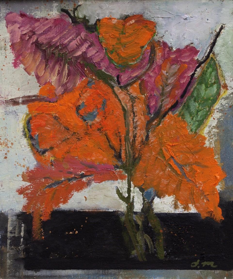 "Bouquet" (2023) par John McCaw, peinture à l'huile abstraite florale originale