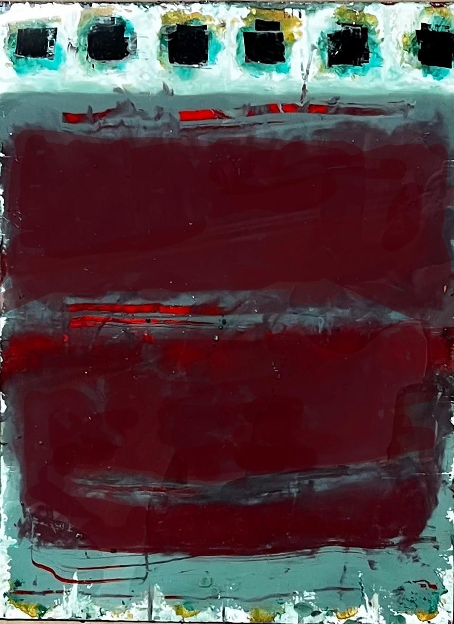 « Red Line » (2024) par John McCaw, peinture à l'huile abstraite originale