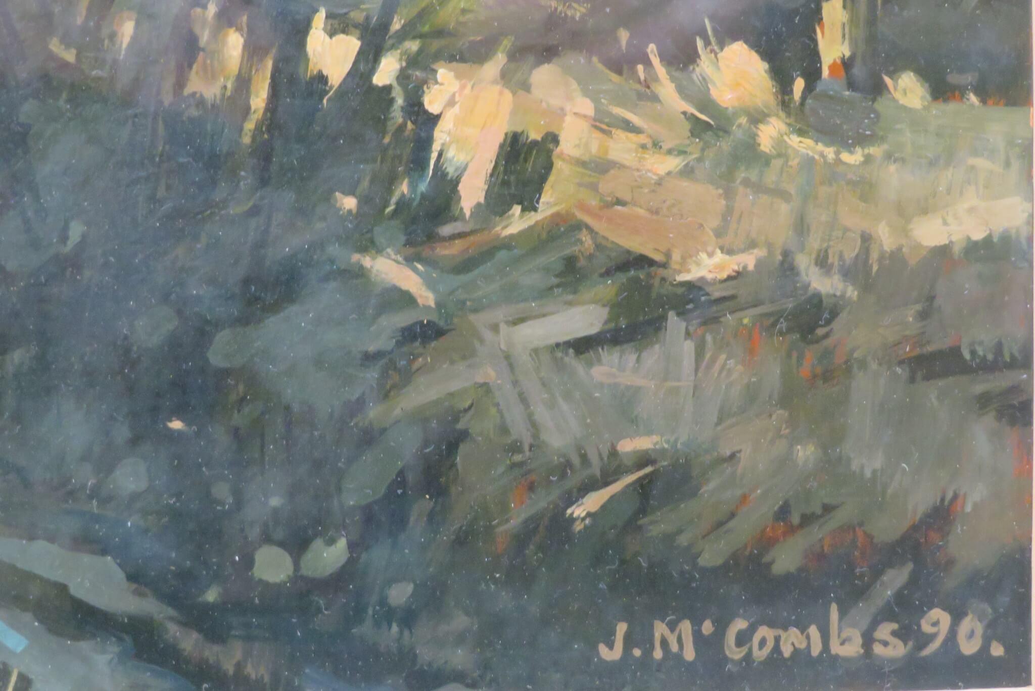 Pintura al óleo del siglo XX PAISAJE INDUSTRIAL INGLÉS de John McCombs ROI 2