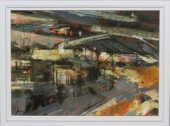 Original English impressionist oil painting Farm Shed At Delph Lancashire