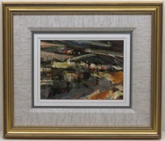 Original English impressionist oil painting Farm Shed At Delph Lancashire