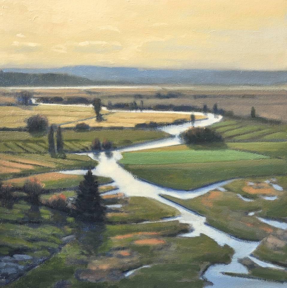 John McCormick is a Northern California painter who creates luminous landscapes of vast vistas featuring wetlands, hills and valleys, and the sea. His oil paintings convey a sense of the sublime in nature. Using finely tuned compositional elements,