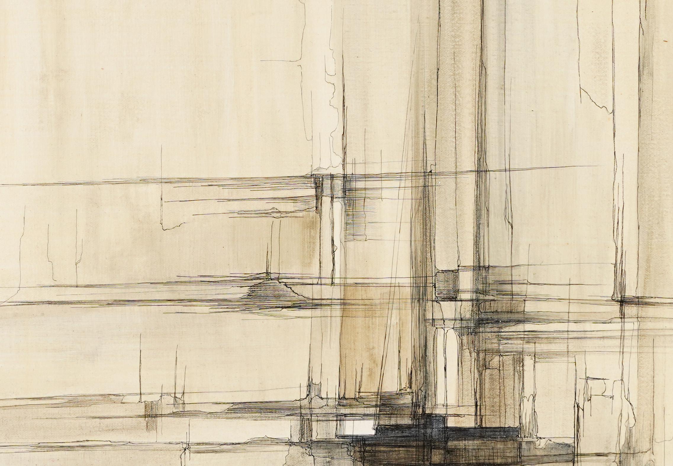 Vintage American mid century modernist abstract painting. Oil on canvas, circa 1980.  Housed in a period frame.  Signed.  Image size, 20L x 16H. 
