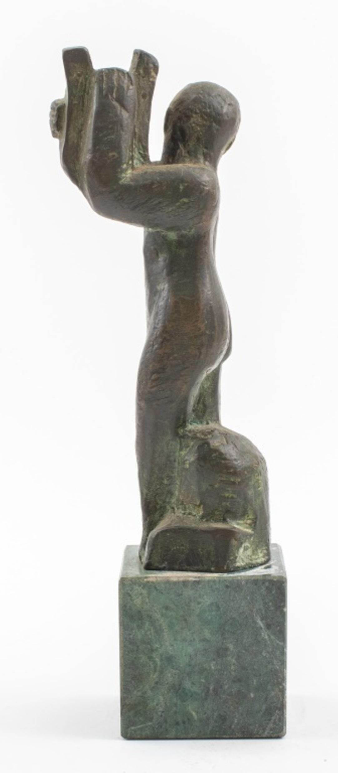 John McDonnell Attr. 'Harpist' Bronze Sculpture 6