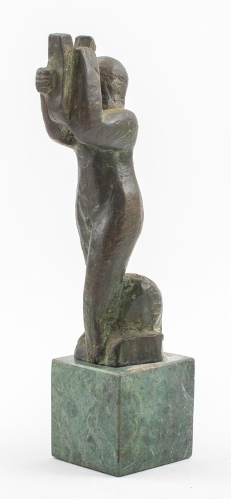 John McDonnell Attr. 'Harpist' Bronze Sculpture In Good Condition In New York, NY