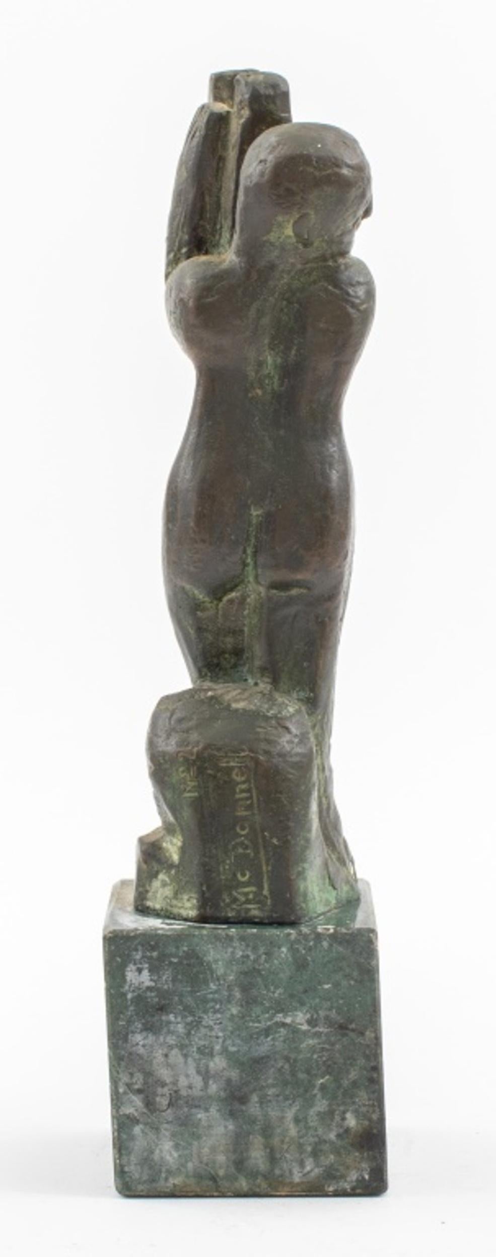 John McDonnell Attr. 'Harpist' Bronze Sculpture 1