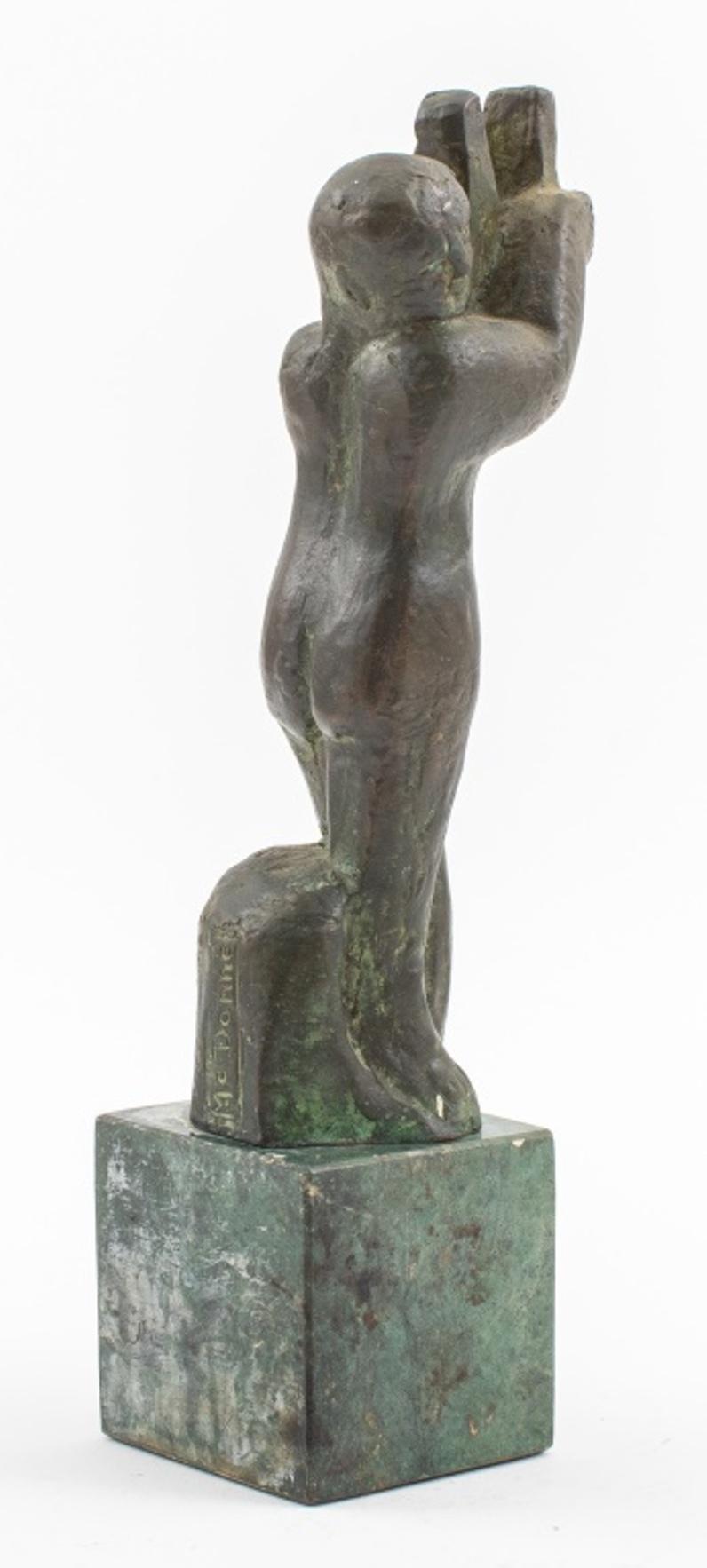 John McDonnell Attr. 'Harpist' Bronze Sculpture 2