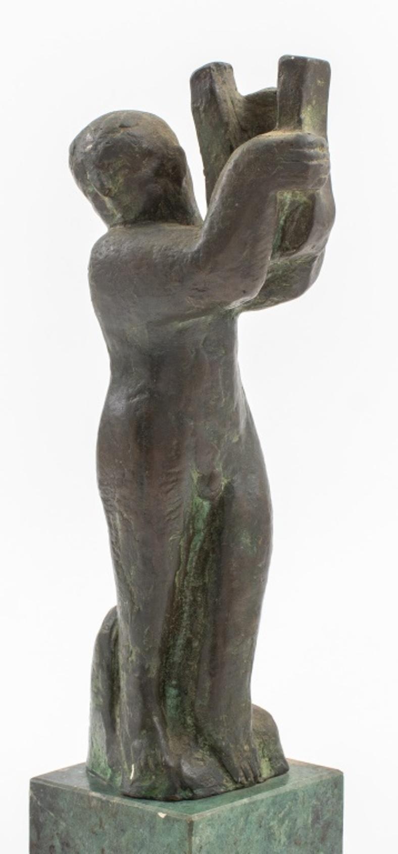 John McDonnell Attr. 'Harpist' Bronze Sculpture 3