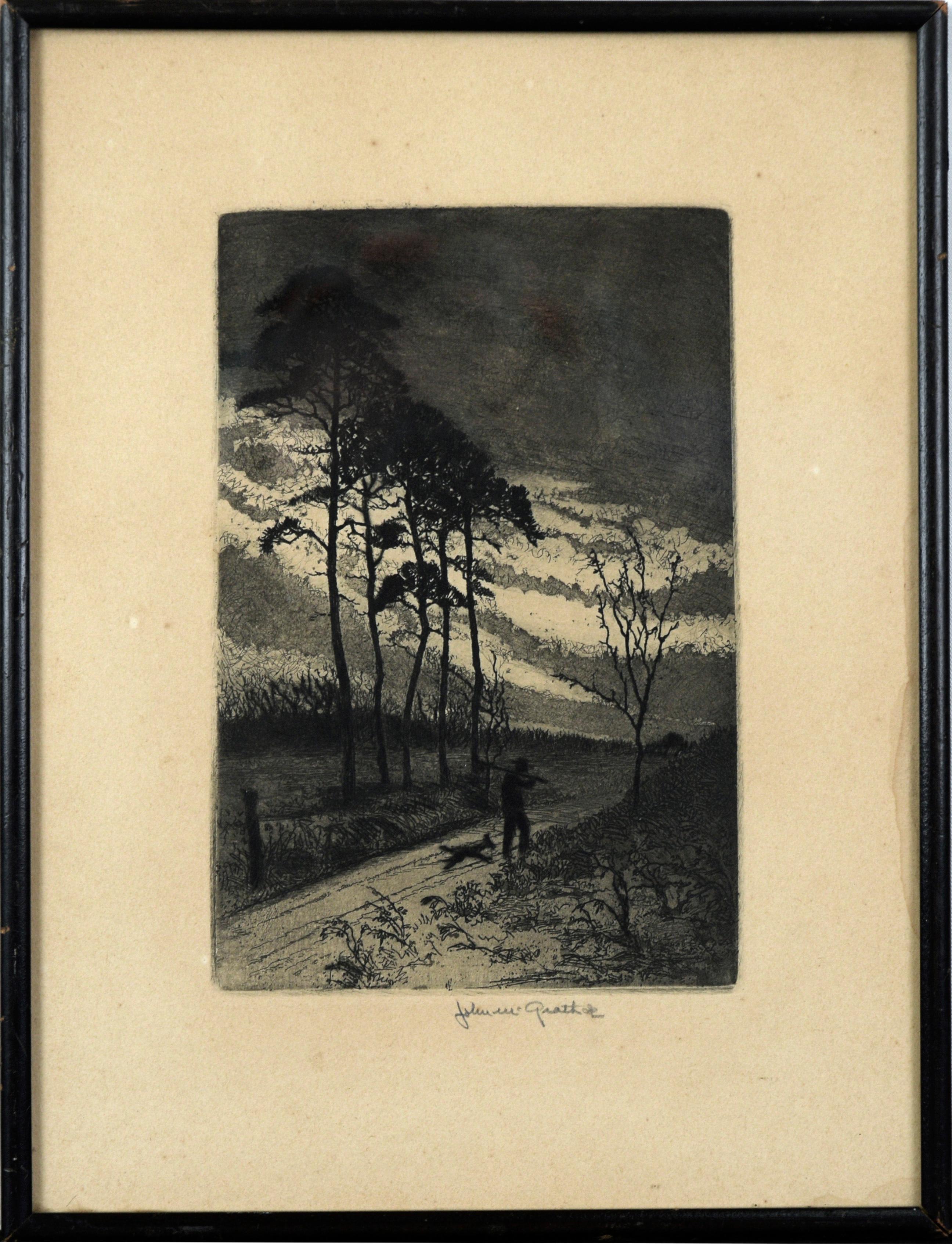 Landscape Print de John McGrath - "Fin del día" Grabado original de edición limitada