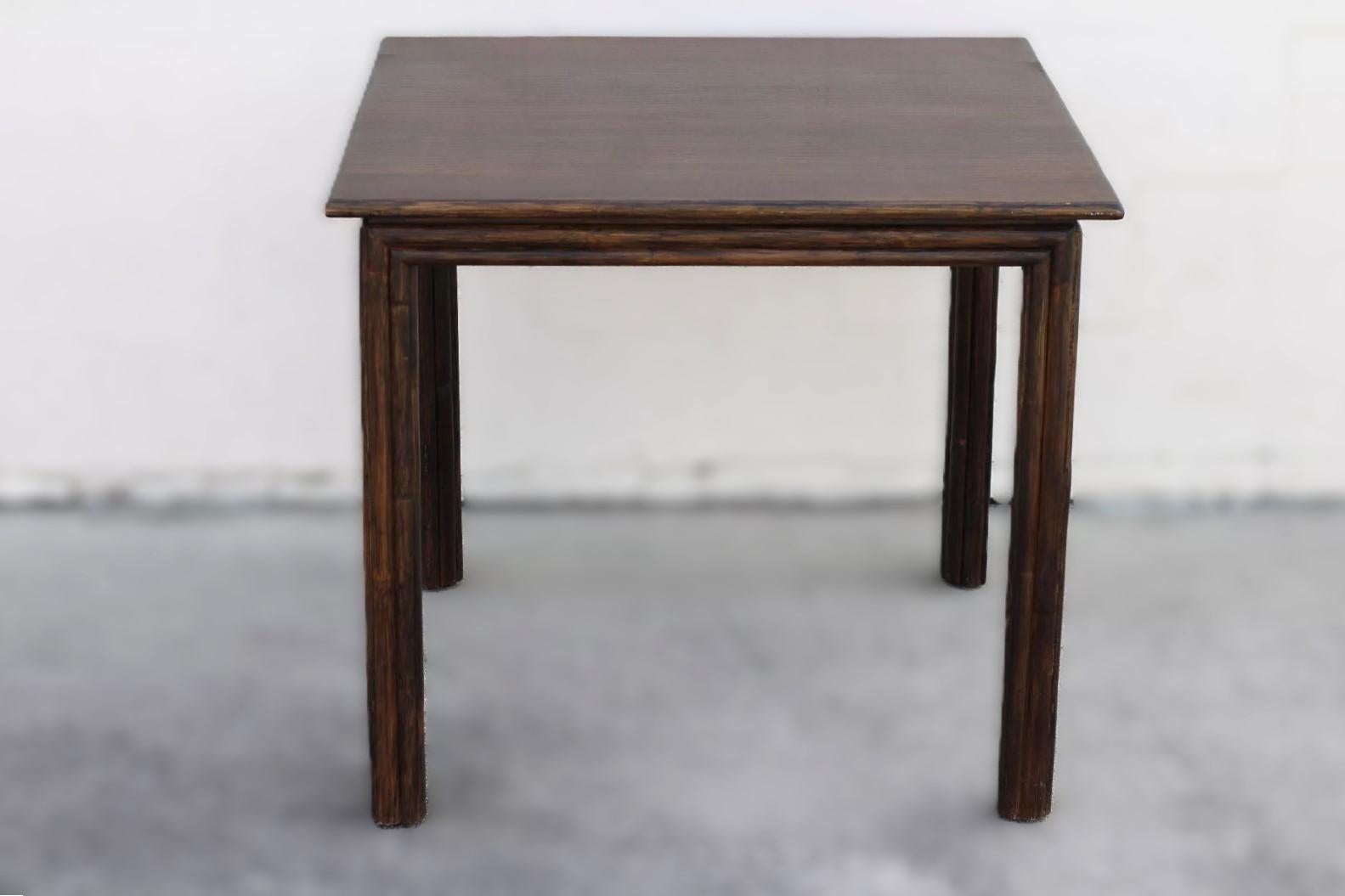 McGuire Oak Rattan Bamboo Game Table For Sale 5
