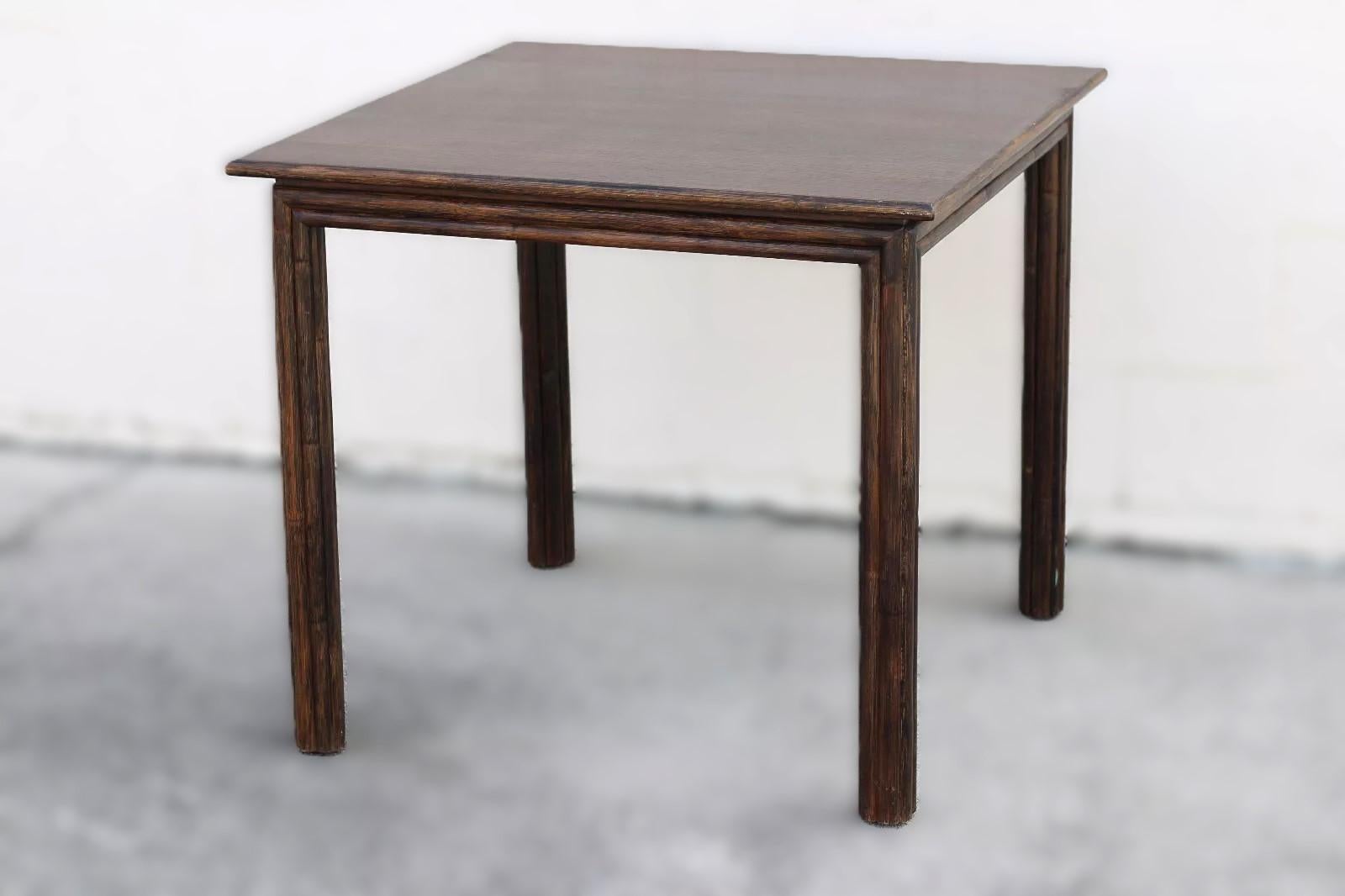 American McGuire Oak Rattan Bamboo Game Table For Sale