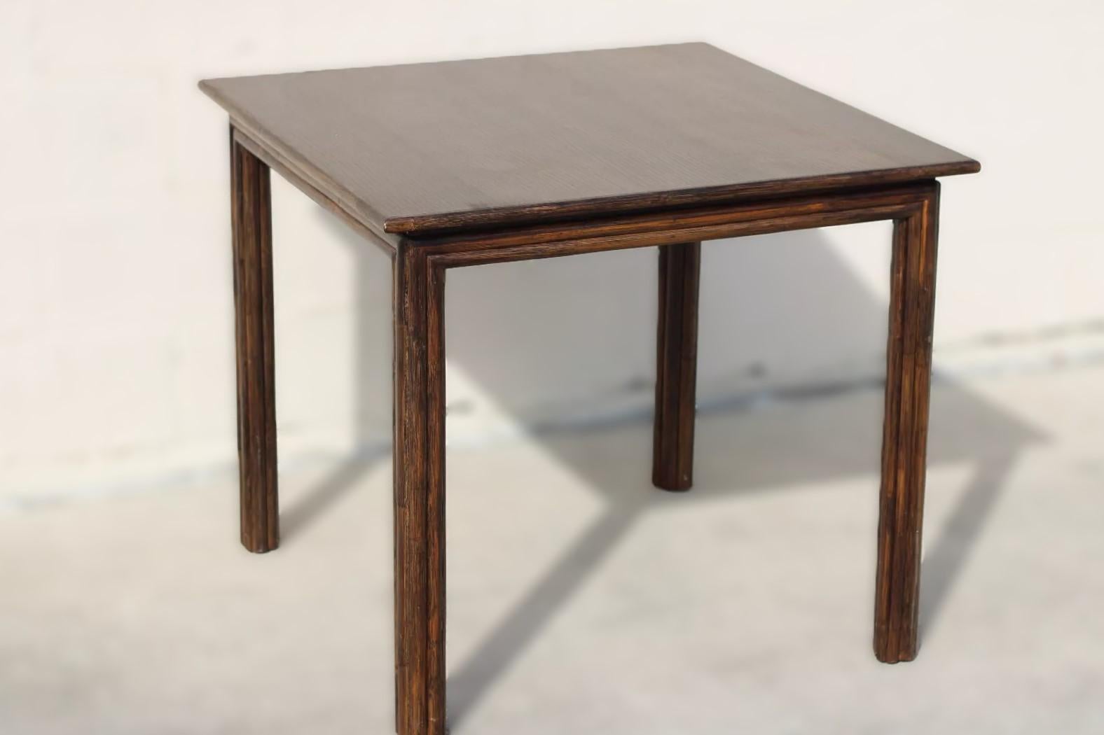 McGuire Oak Rattan Bamboo Game Table For Sale 1