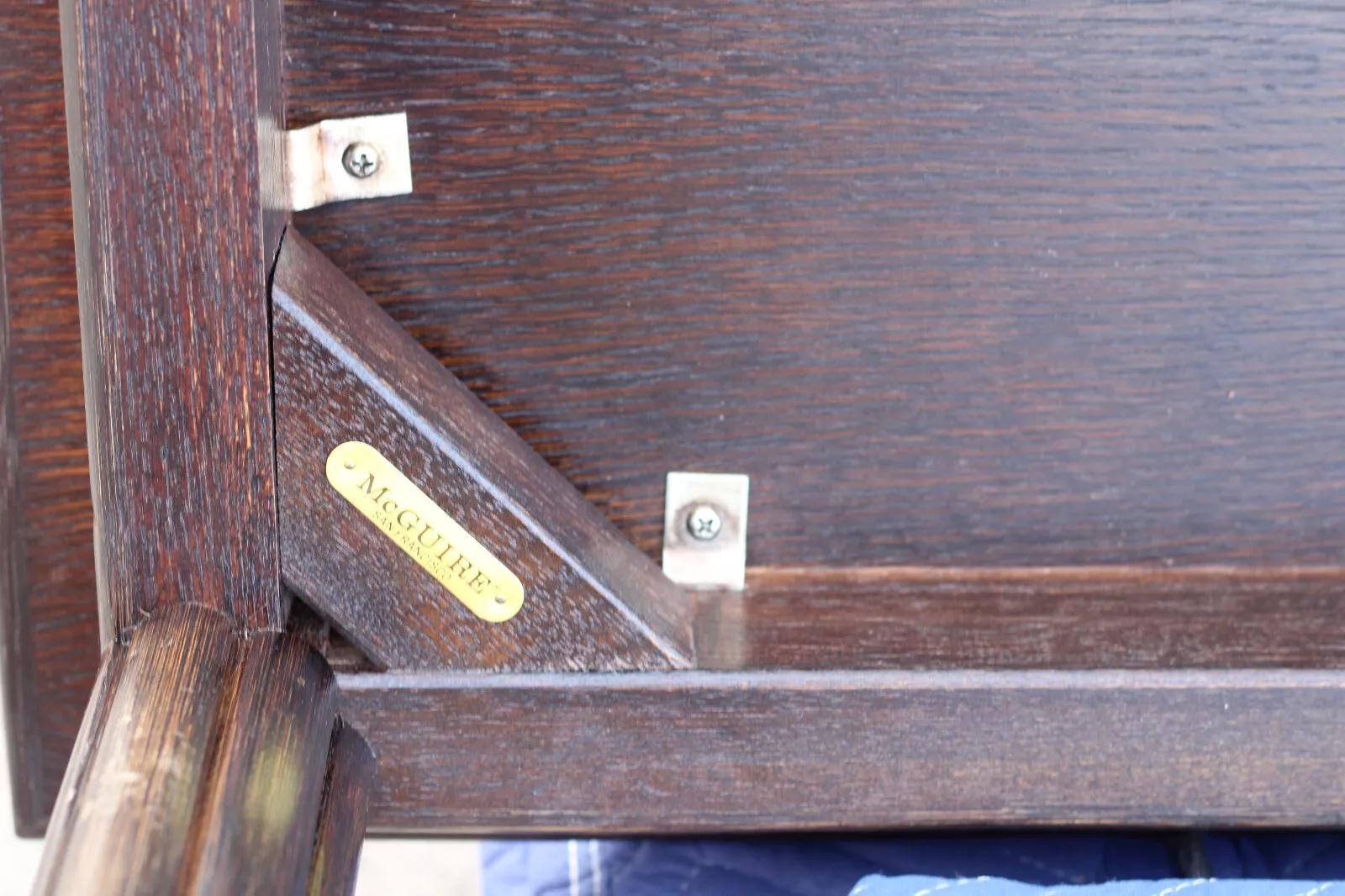 McGuire Oak Rattan Bamboo Game Table For Sale 2