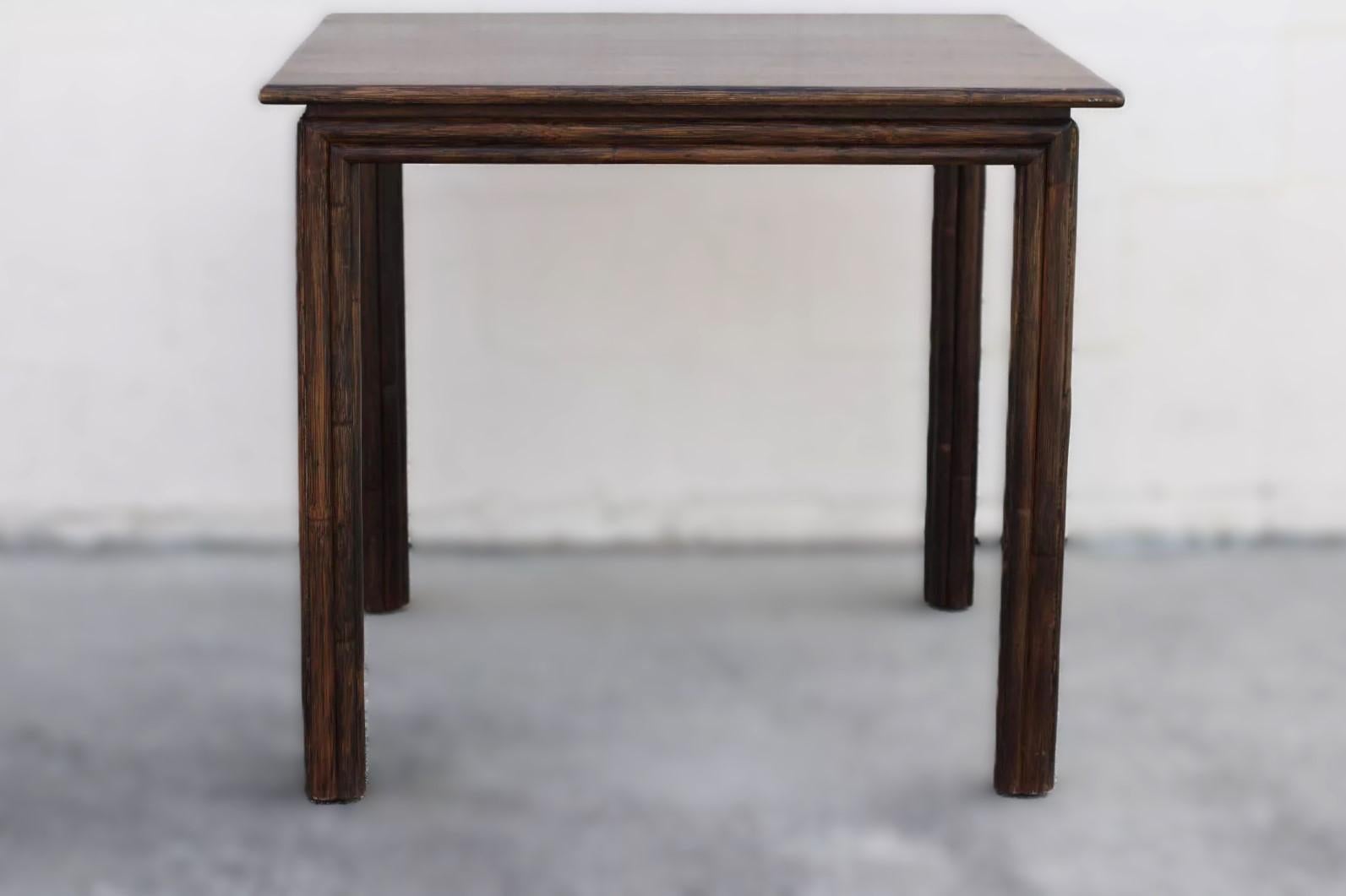 McGuire Oak Rattan Bamboo Game Table For Sale 3