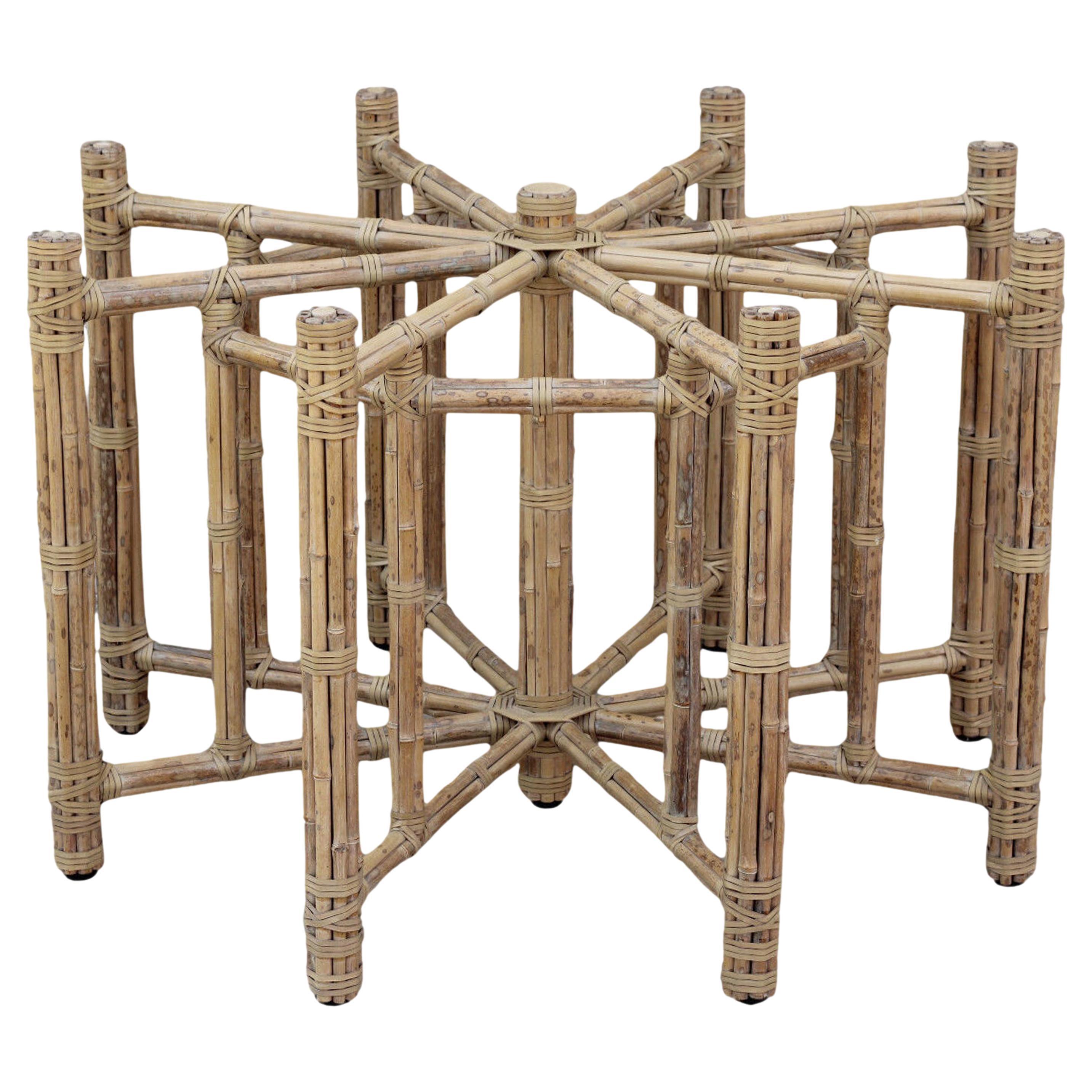 John McGuire Octagonal Spotted Bamboo Dining Table Base