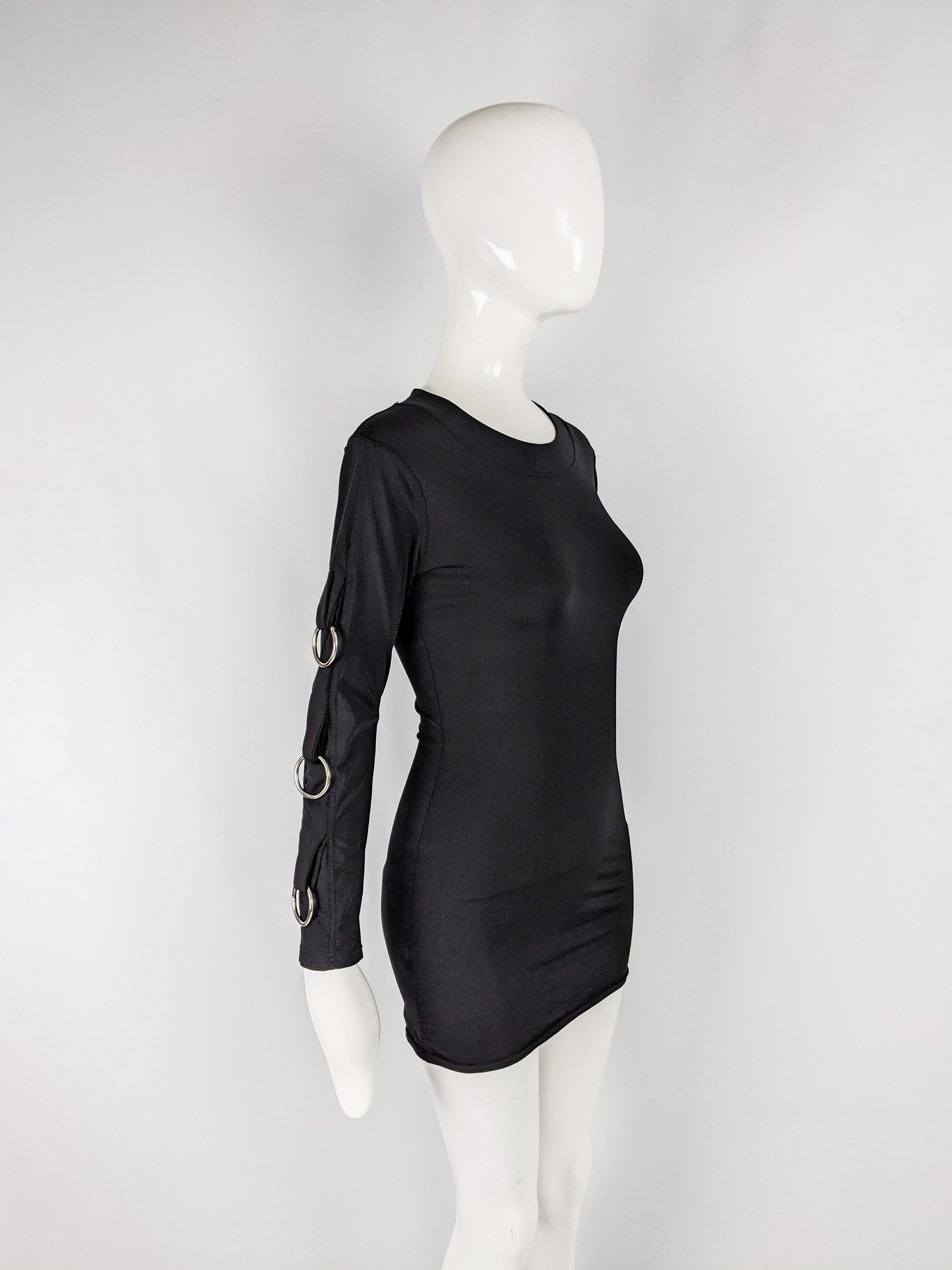 John McKitterick Vintage 1990er Schwarzes Bodycon O-Ring-Minikleid im Zustand „Hervorragend“ in Doncaster, South Yorkshire