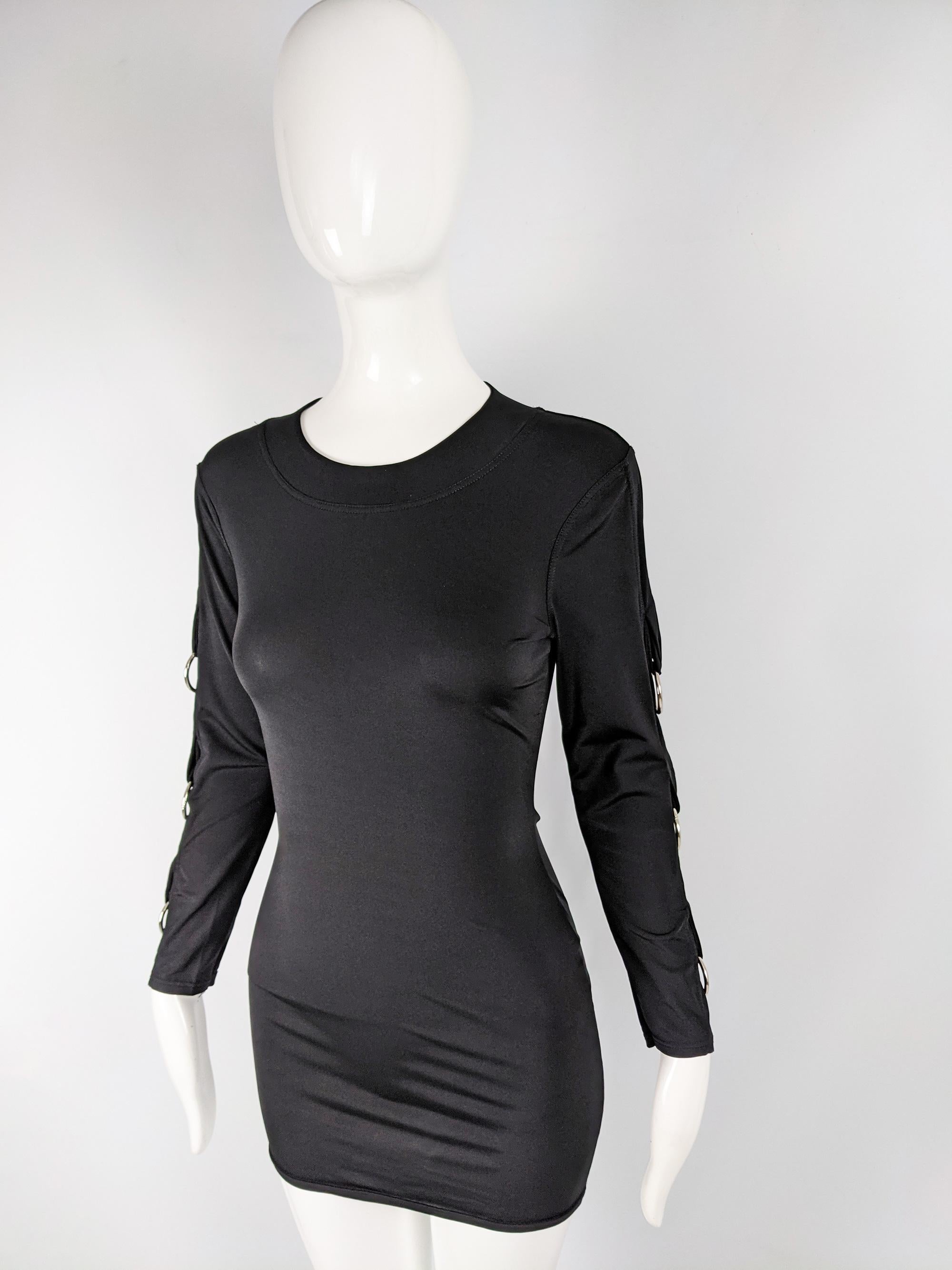 John McKitterick Vintage 1990er Schwarzes Bodycon O-Ring-Minikleid 3