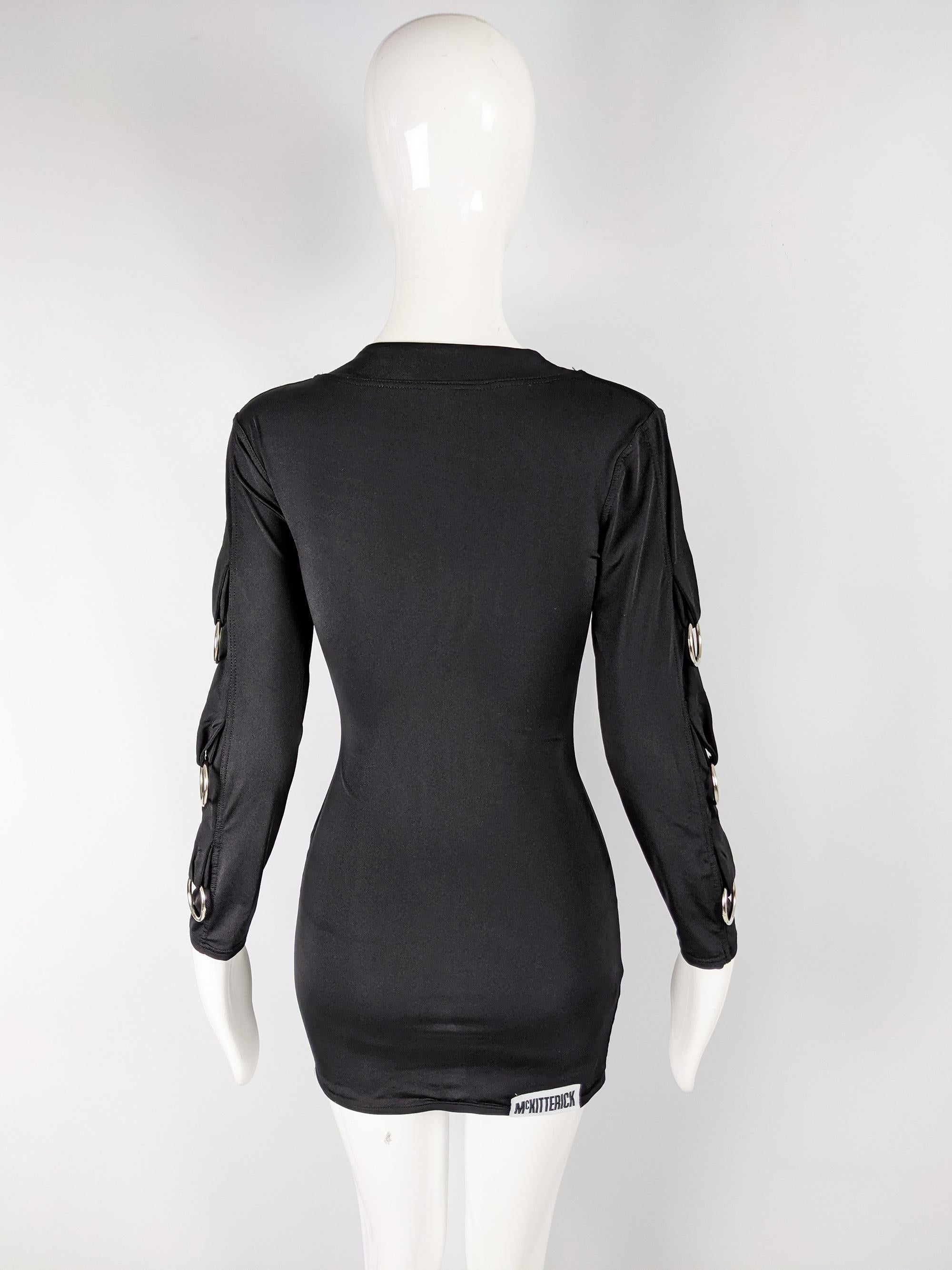 John McKitterick Vintage 1990er Schwarzes Bodycon O-Ring-Minikleid 4