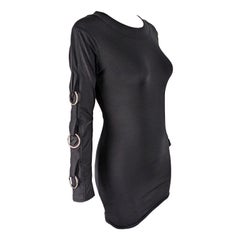 John McKitterick Vintage 1990er Schwarzes Bodycon O-Ring-Minikleid