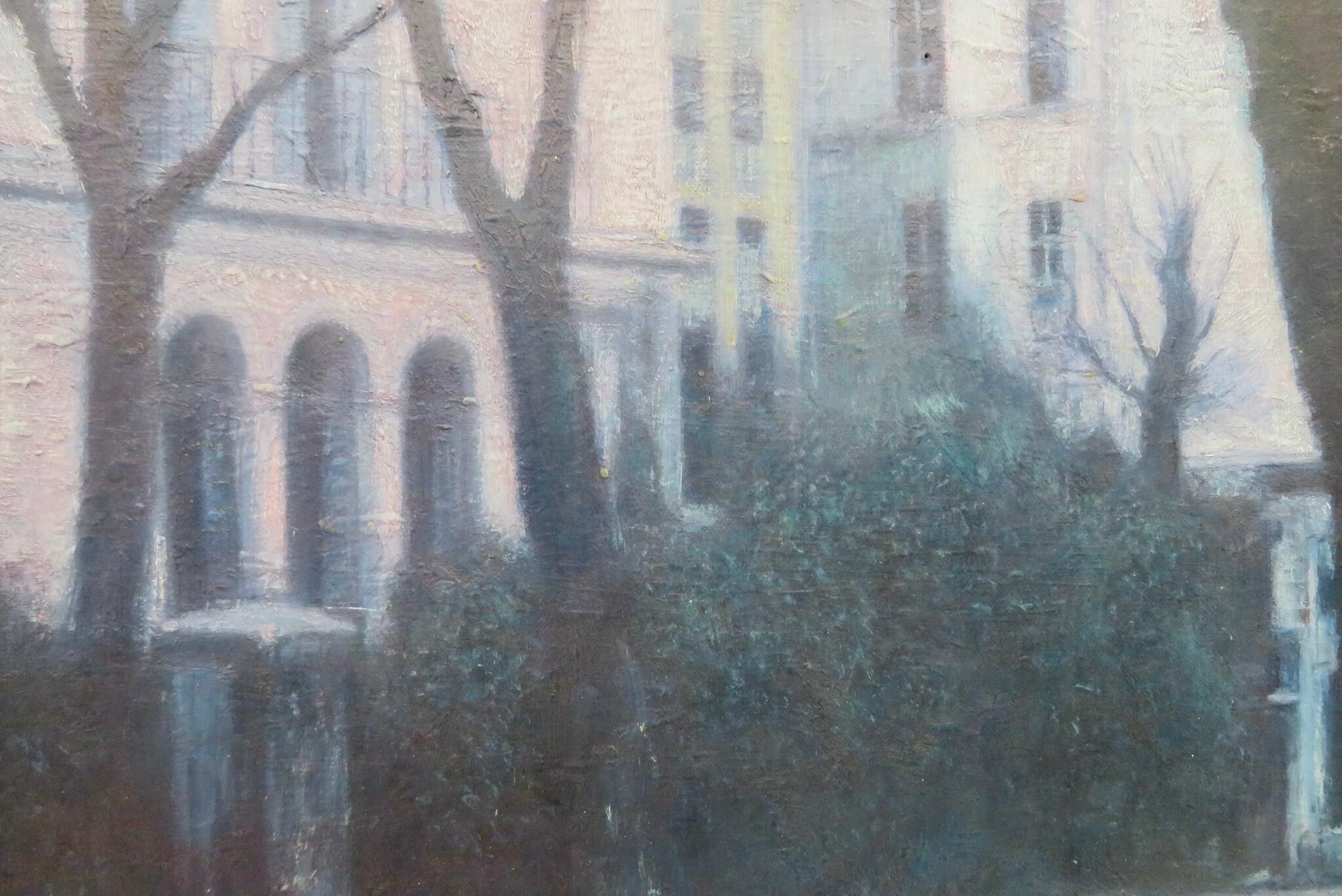 Original 1970'S interesting impressionist oil painting LONDON STREET SCENE 1